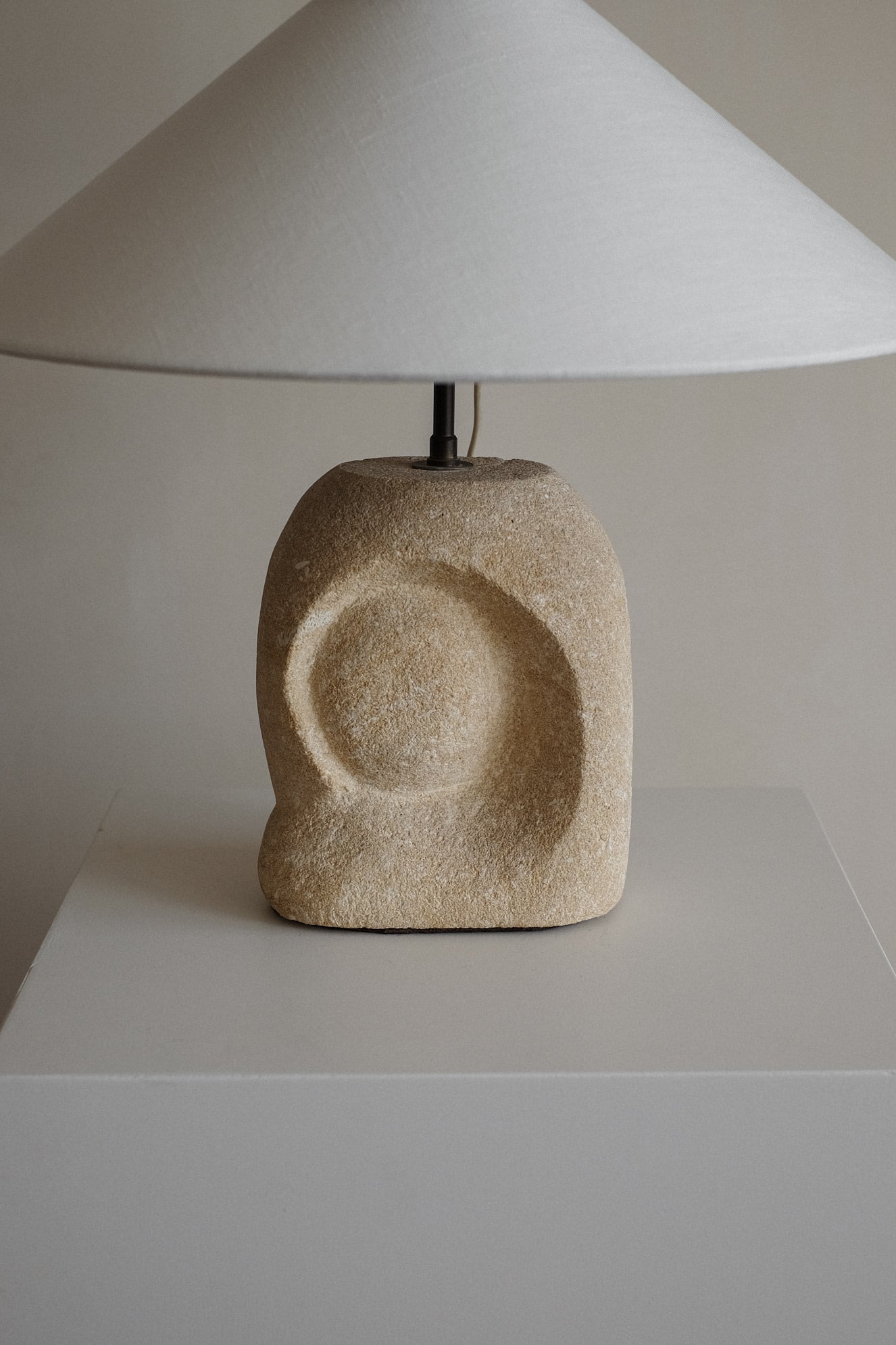 Table Lamp in Hand-Carved Stone by Pierre-Albert Tormos, 1970s — in context
