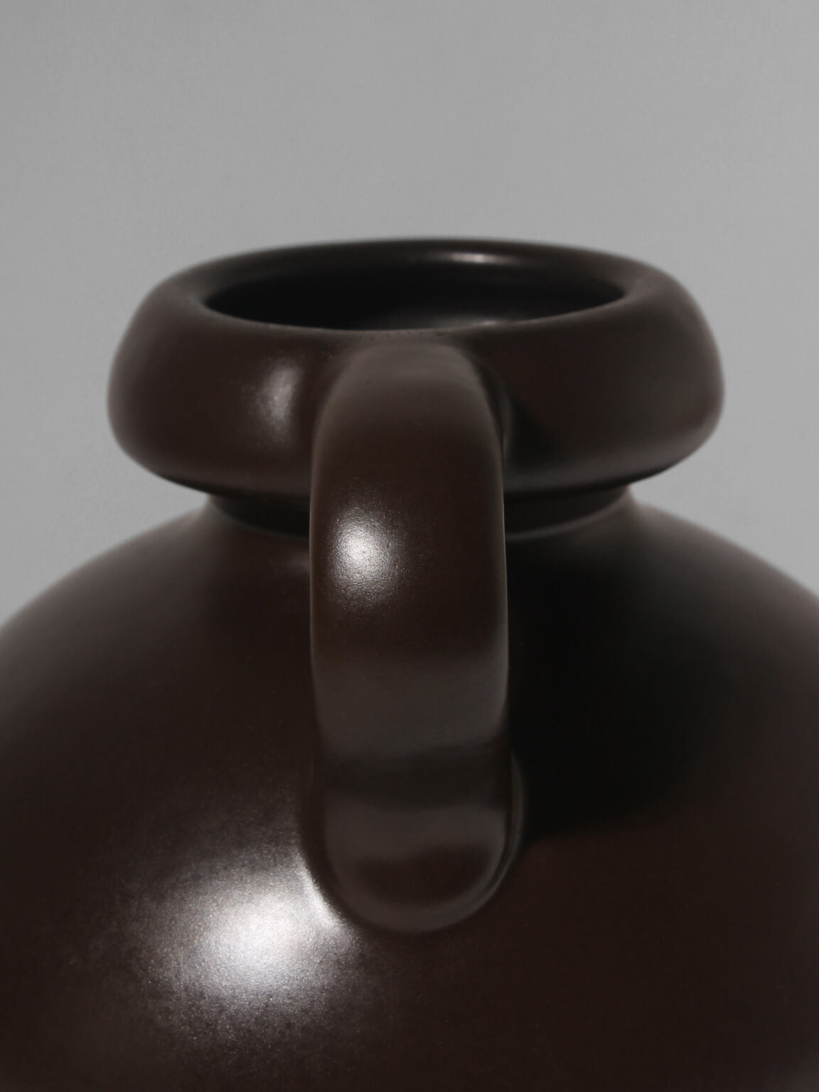 Chocolate Brown Ceramic German Jug, 1960s — side angle