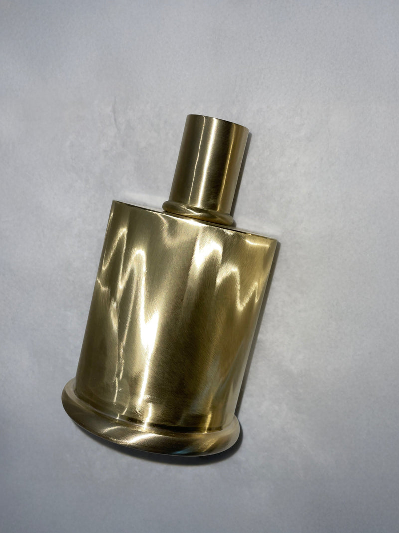 Brushed Brass Candle Holders in Fabric Moiré Design by CASPAL | The Oblist