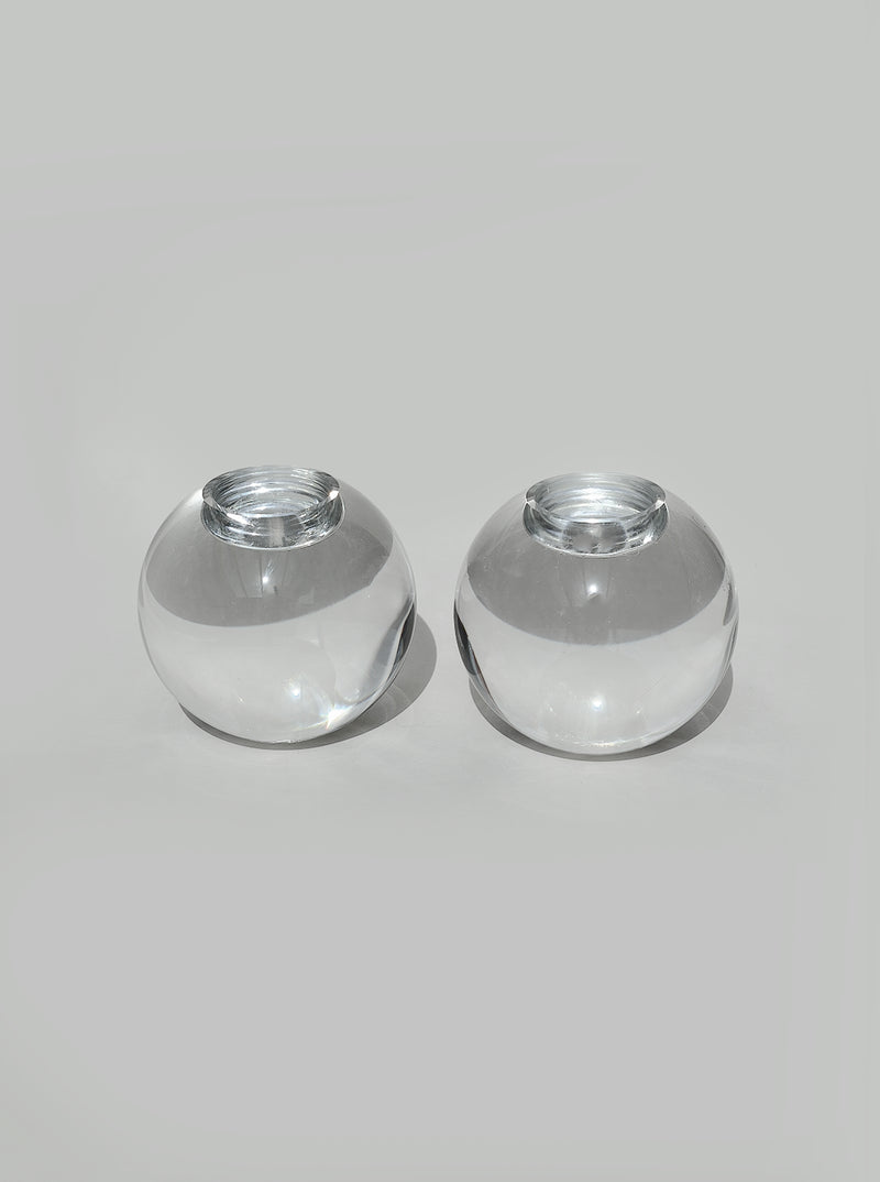 Crystal Spheric Candle Holders by Les Objoies | The Oblist — clear glass, modern design