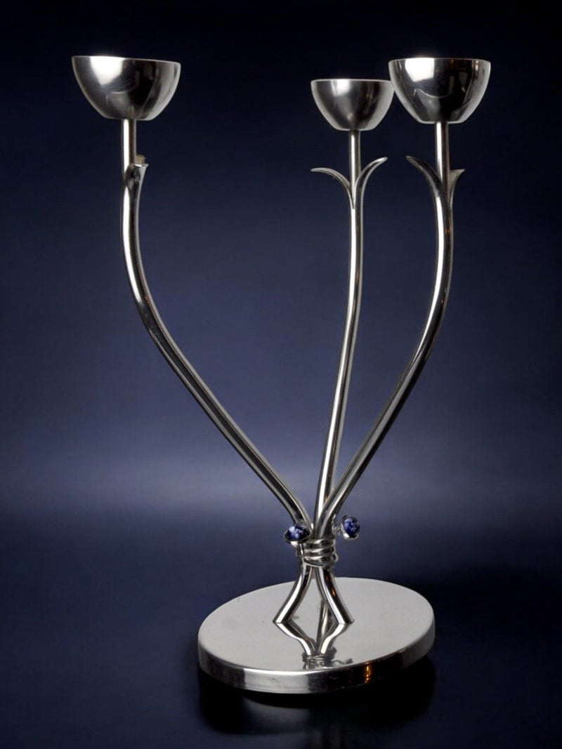 Stainless Steel Candleholder, Spain, 1970s — detail view