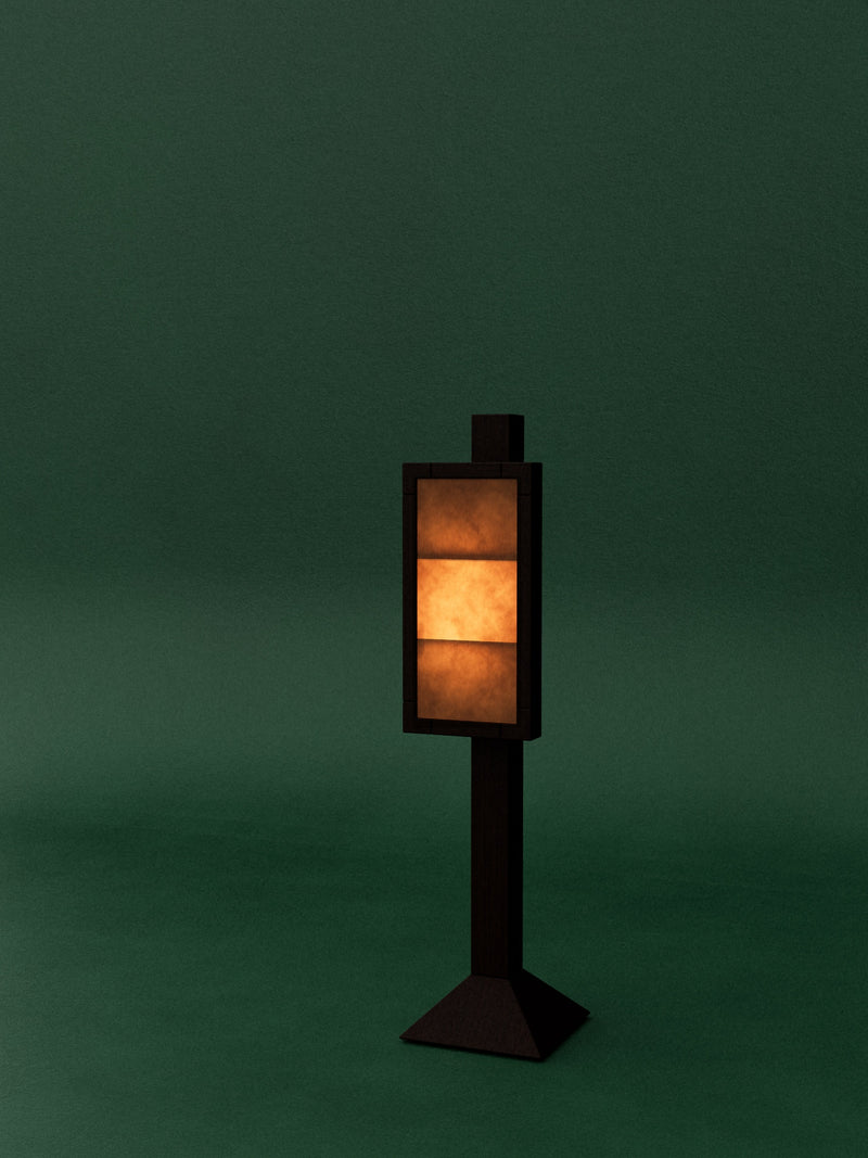 Floor lamp in exotic wood and Paper by Zbeul studio | The Oblist