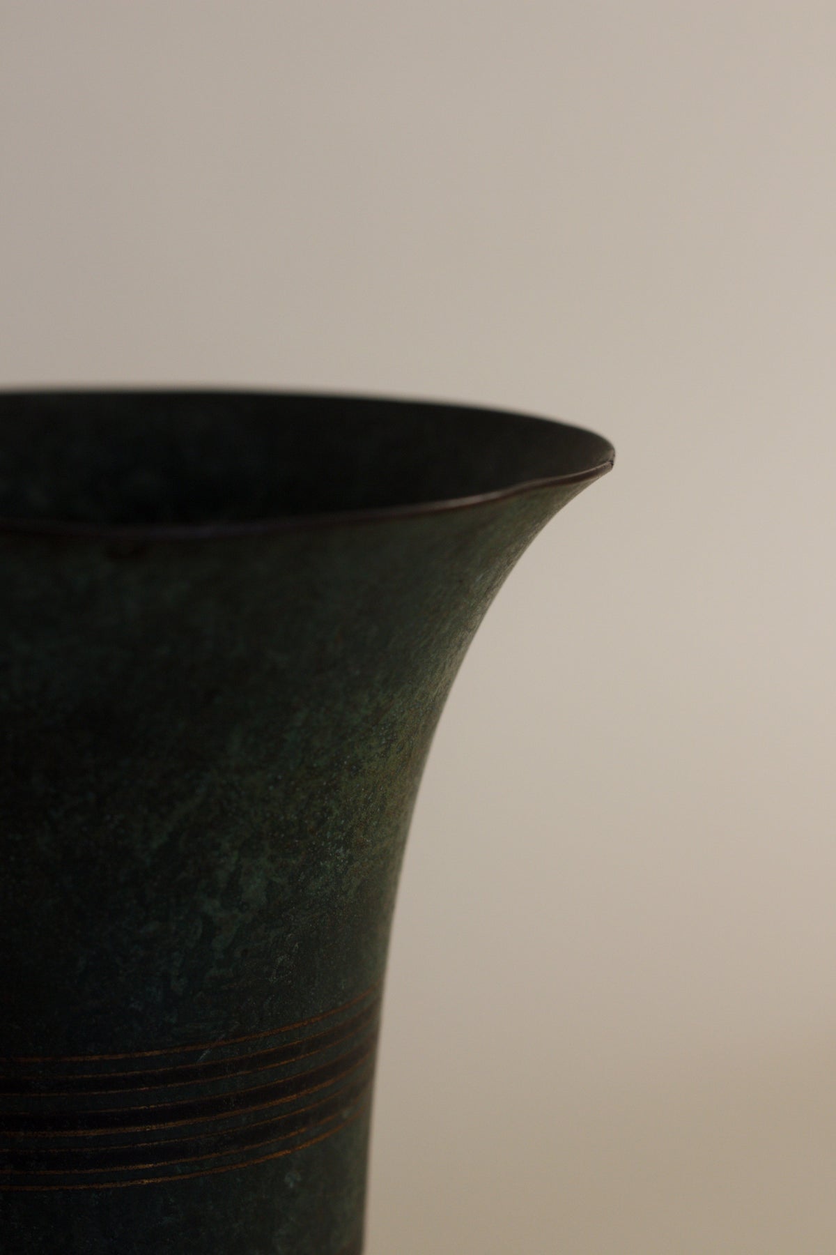 Verdigris Bronze Vase — side angle