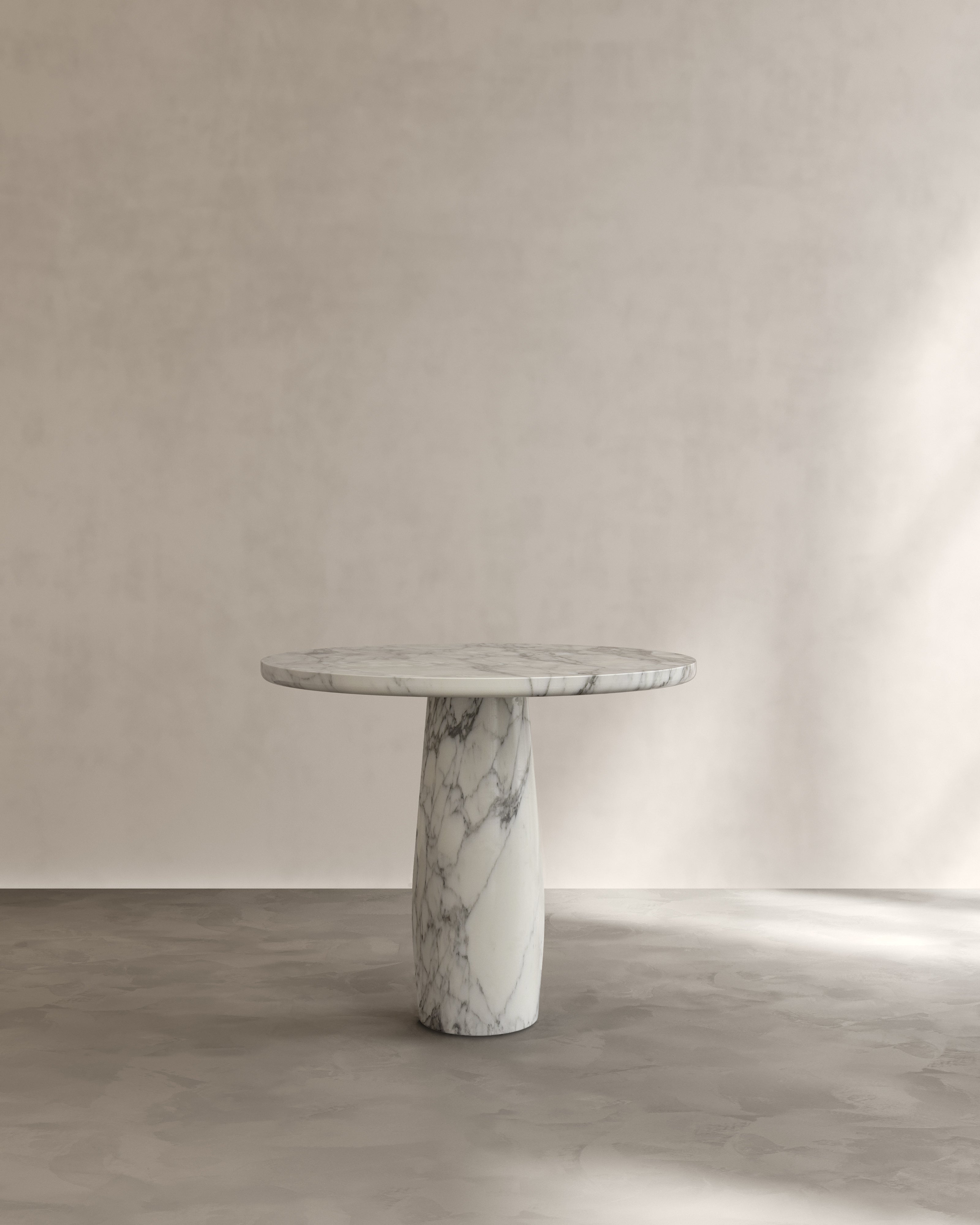 Raffaella Table I — side angle of white marble dining table