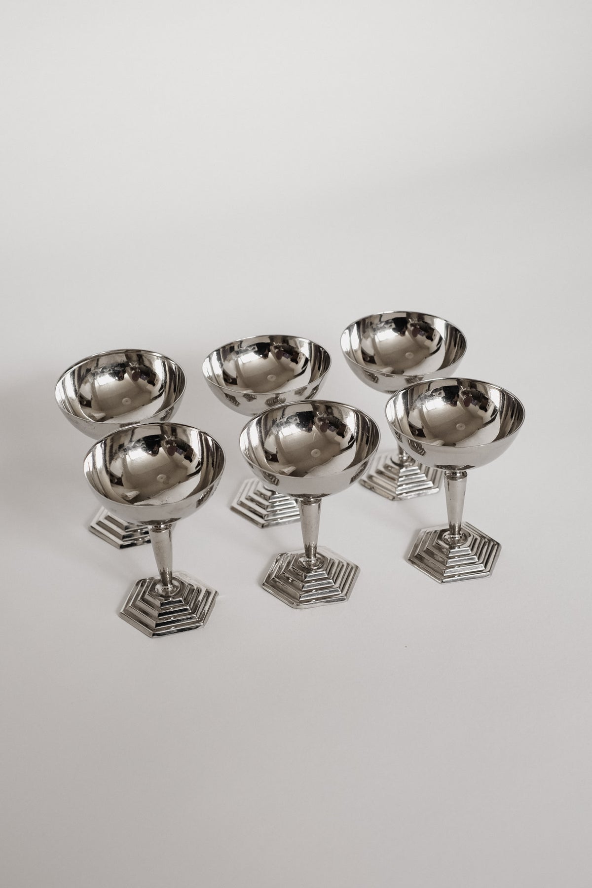 Set of 6 Art Deco Ice Coupes — detail view
