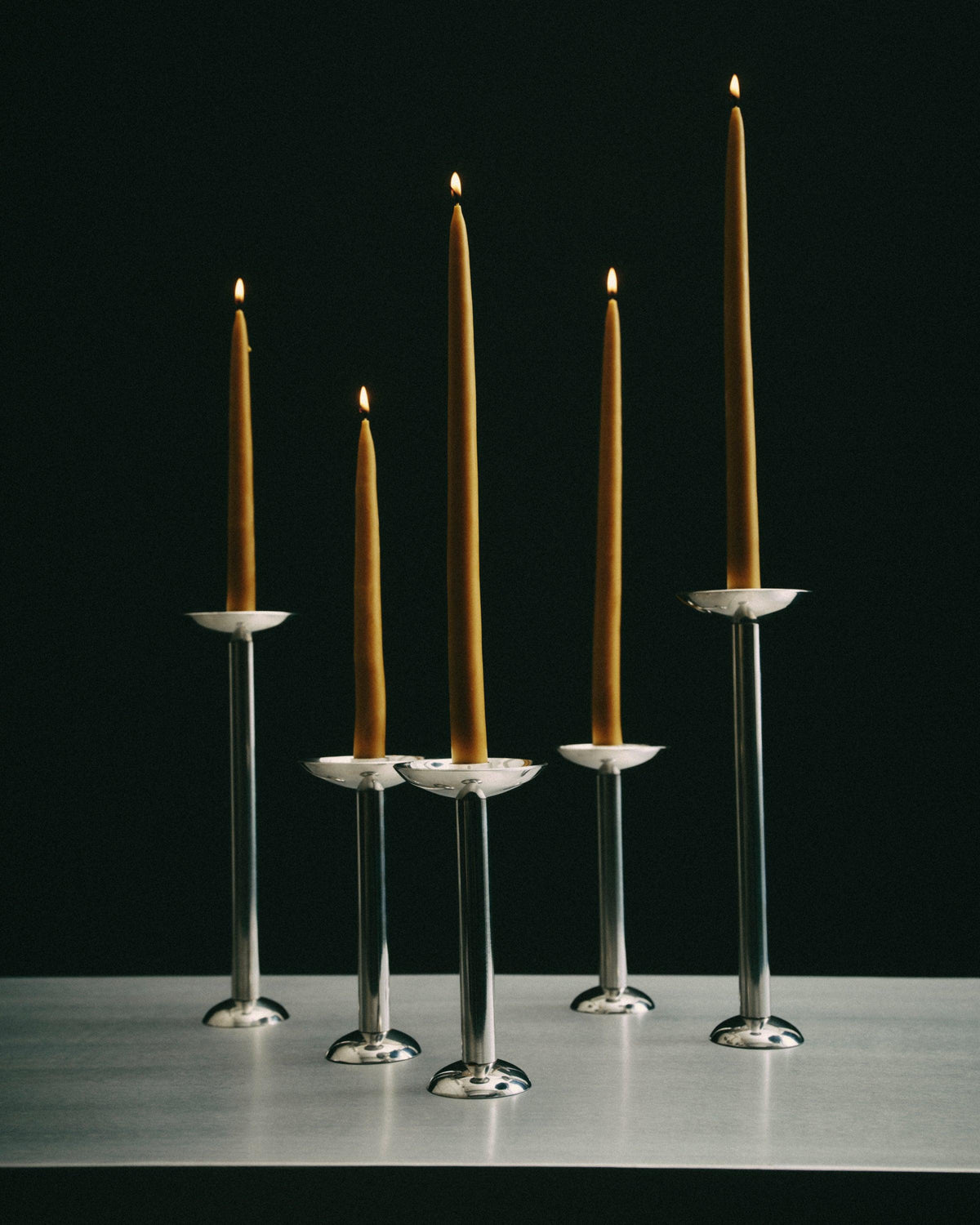 METAL CHAMPAGNE CANDLE HOLDER, TALL — side angle