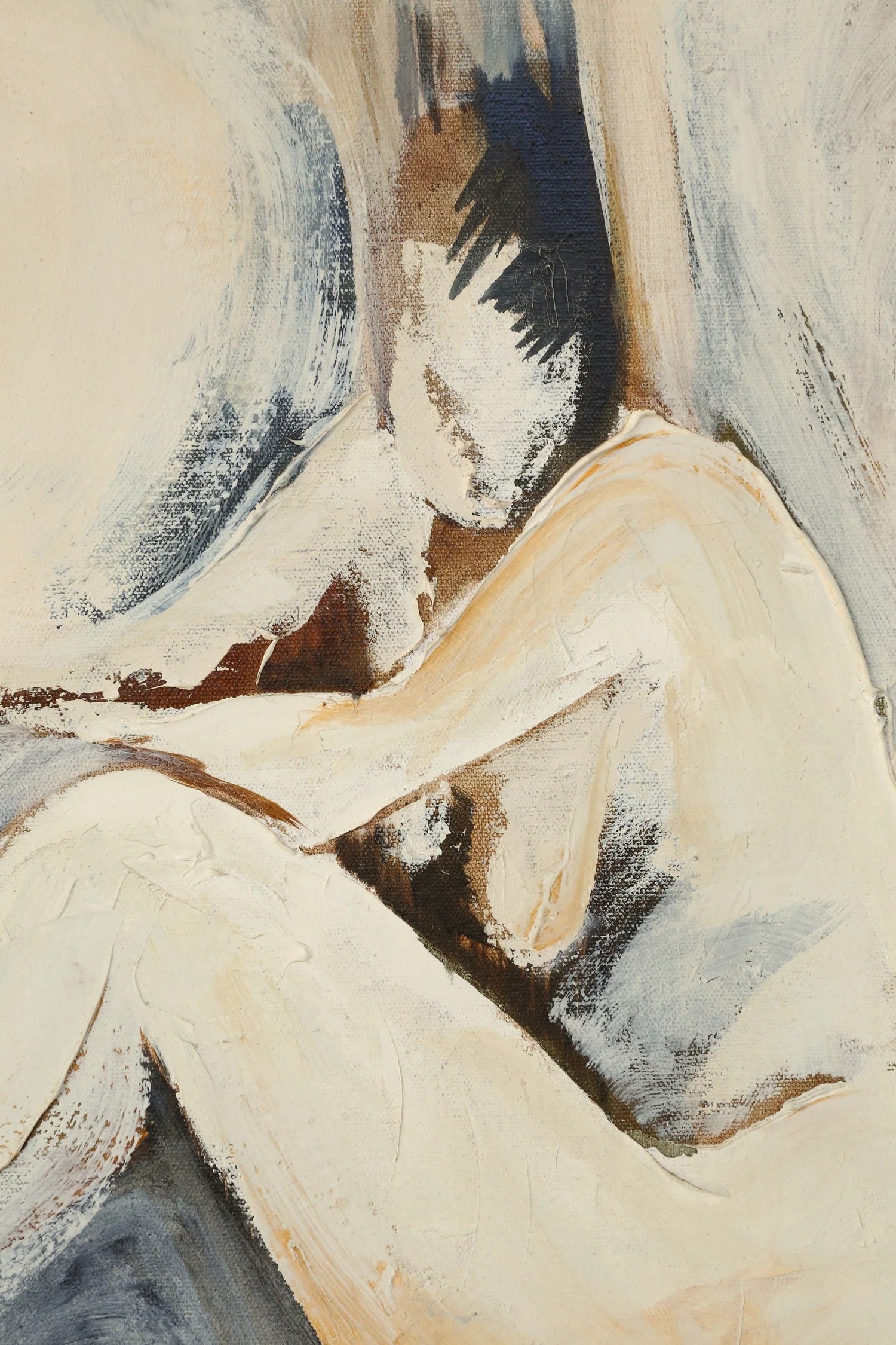 Abstract Figural Painting, 1960s — close-up of textured canvas surface