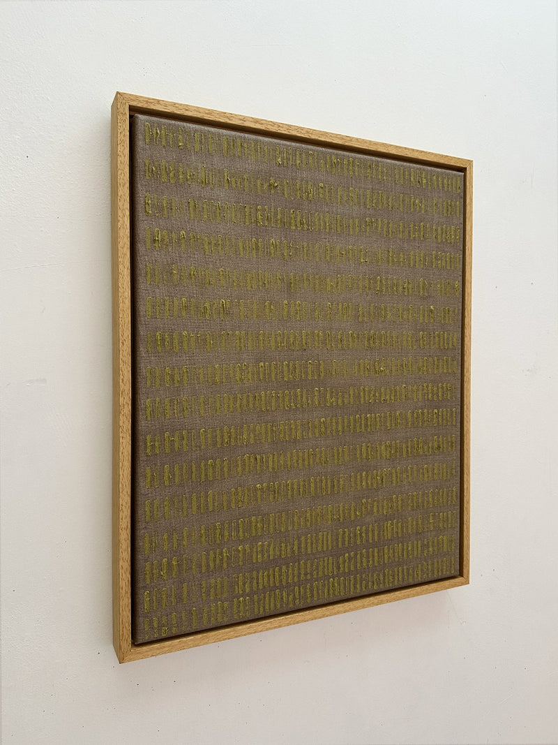 Light Olive - Reversed Turf Painting — close-up of textured canvas surface