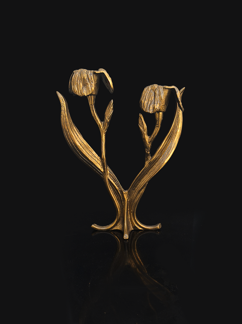 Art Nouveau Floral Candle Holder by Les Objoies | The Oblist — handcrafted gold metal design