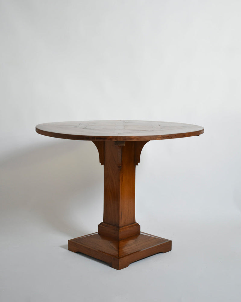 Round Amsterdam School Pedestal Table, 1920s by Barracuda Interiors | The Oblist — handcrafted wood, vintage design