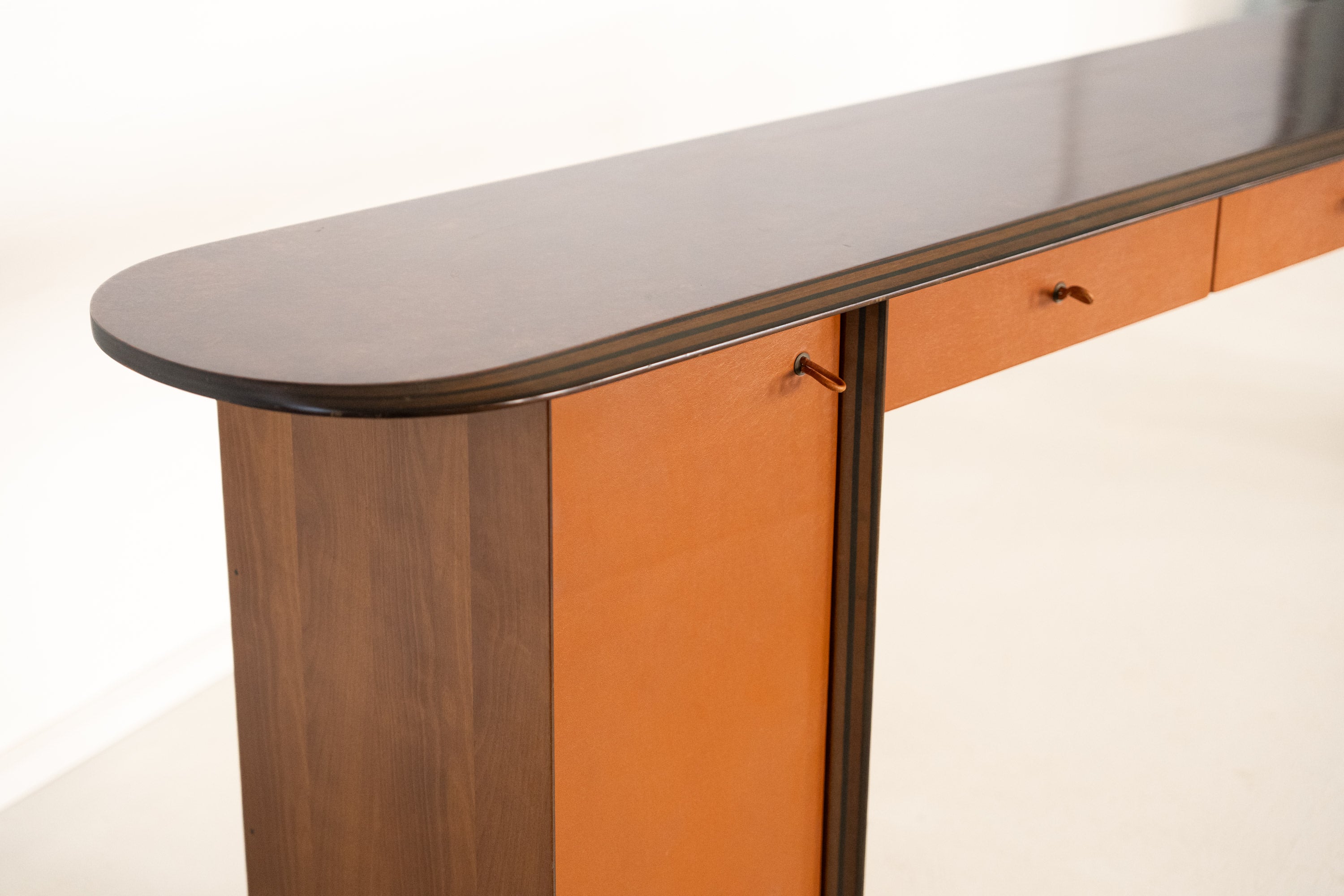 Artona Console by Afra & Tobia Scarpa for Maxalto — angled view showing wood finish and drawers