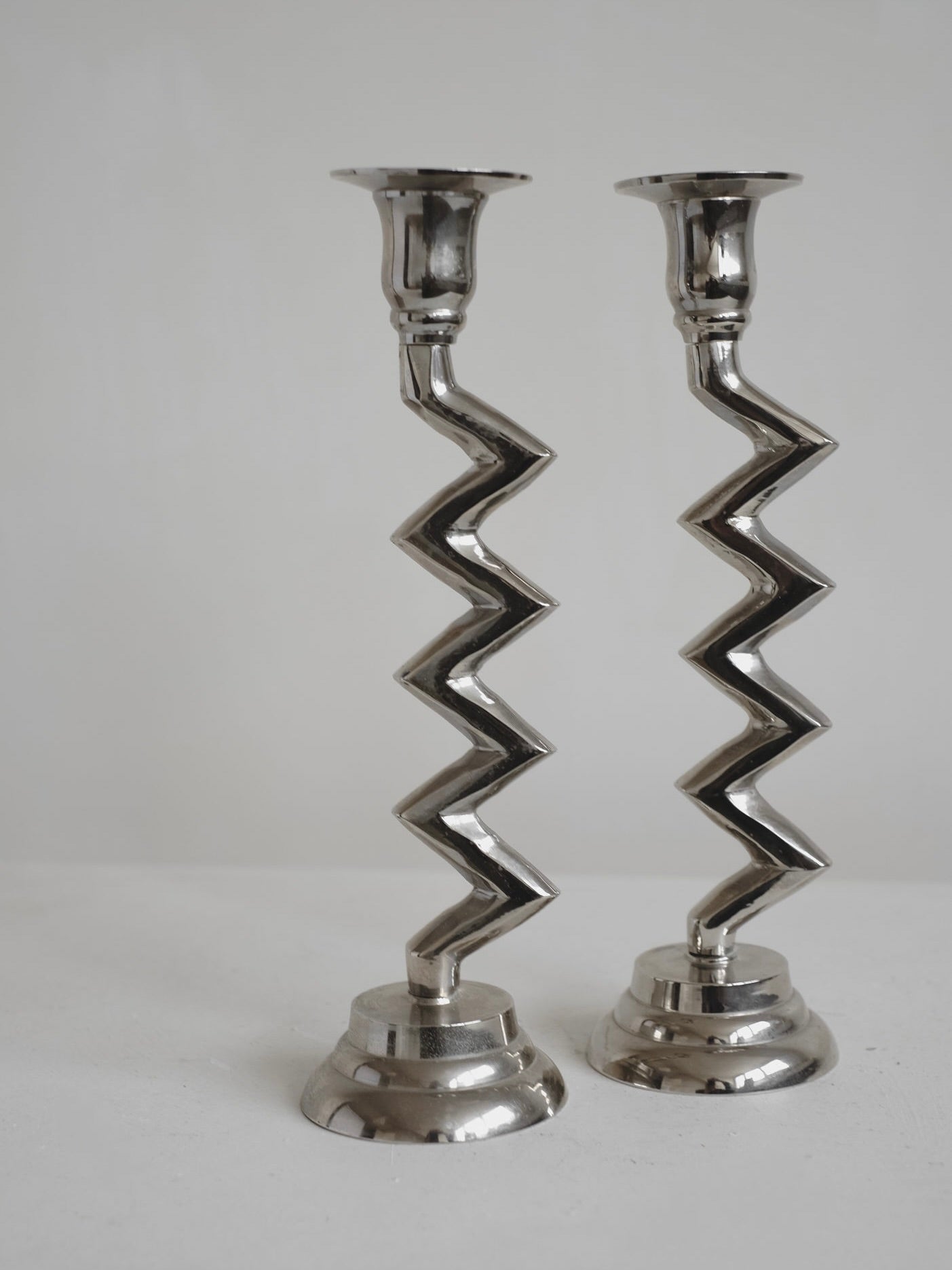 Set of Zigzag Candleholders — close-up