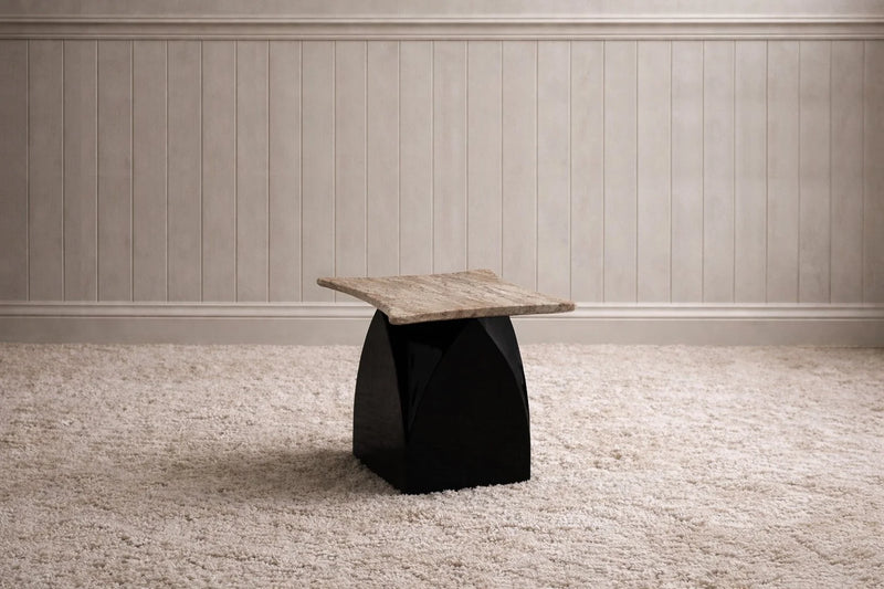 ARCH Side Table - Travertine — detail view