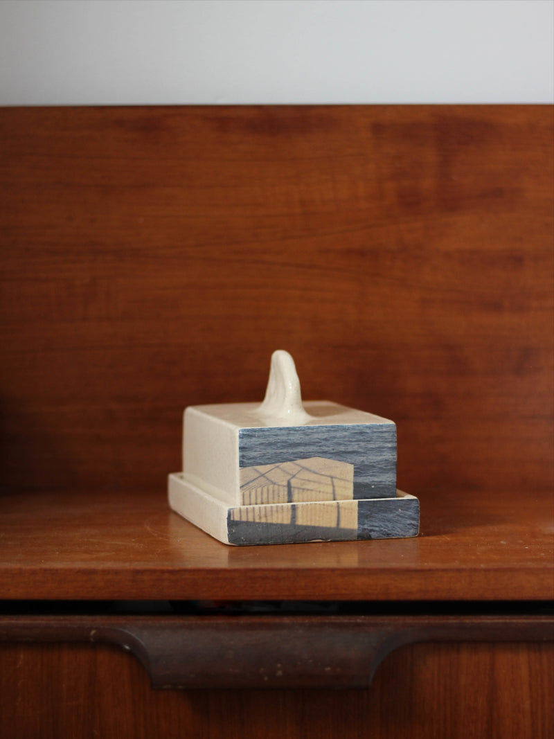 Butter Dish in Stoneware with Marseille Print by Céju | The Oblist