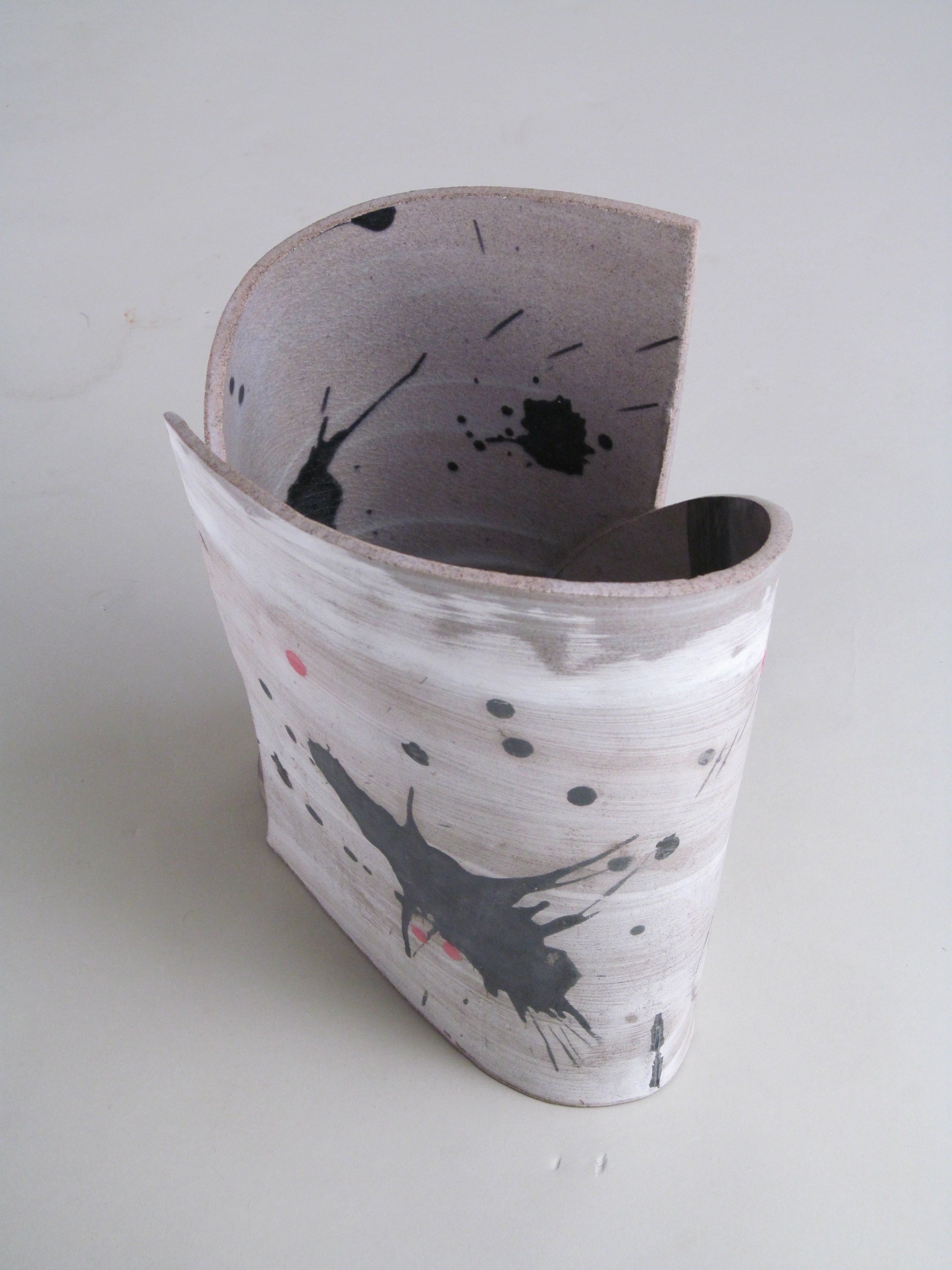 Signed Studio Vessel ‘Jonat’ — back view showing textured ceramic surface