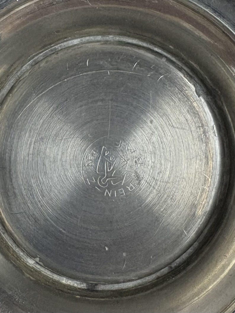 German Pewter Amphora Vase with Scroll Handles, Rein Zinn — detail view