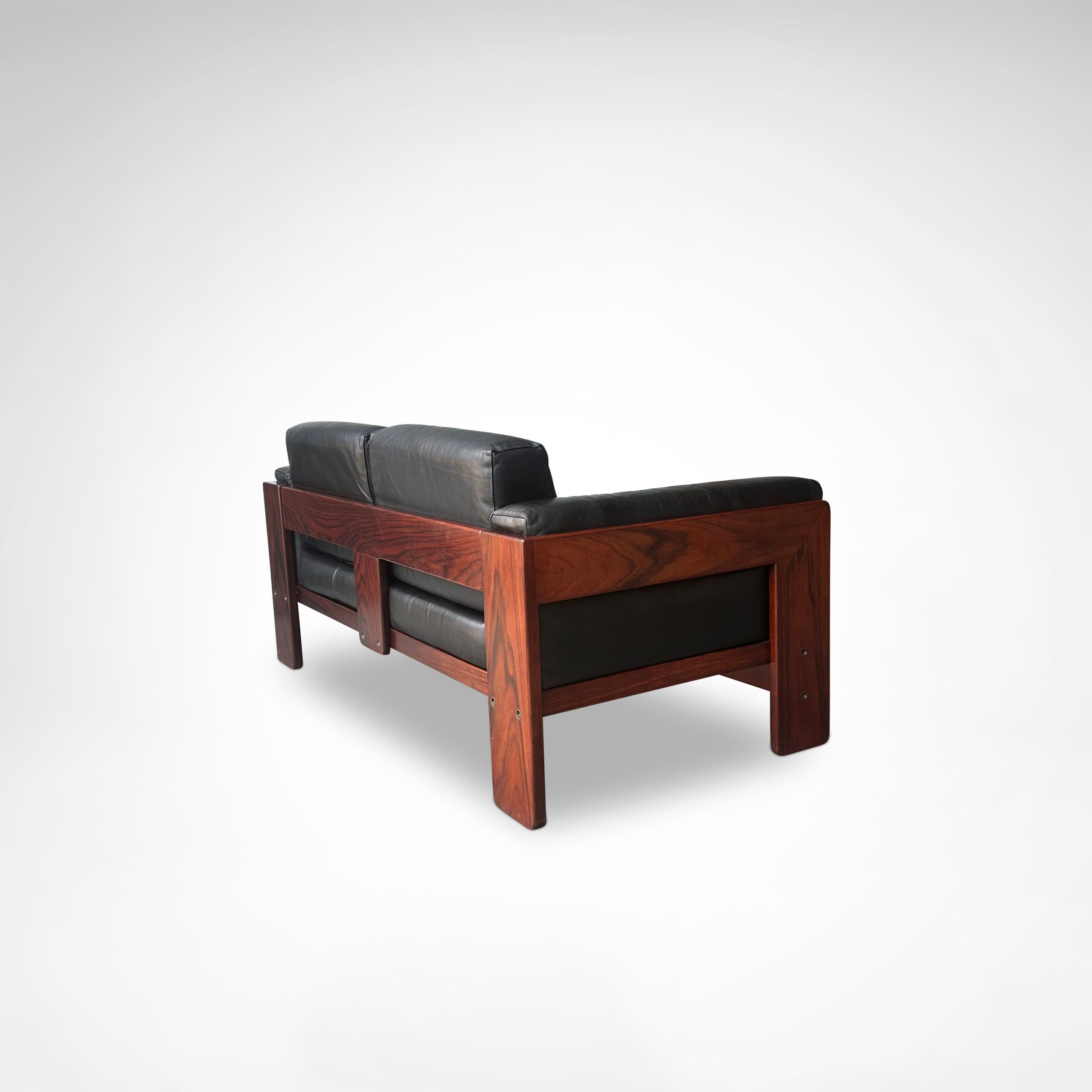 Bastiano 2-Seater Rosewood and Leather Sofa by Afra & Tobia Scarpa for Knoll International, 1980s — detail view