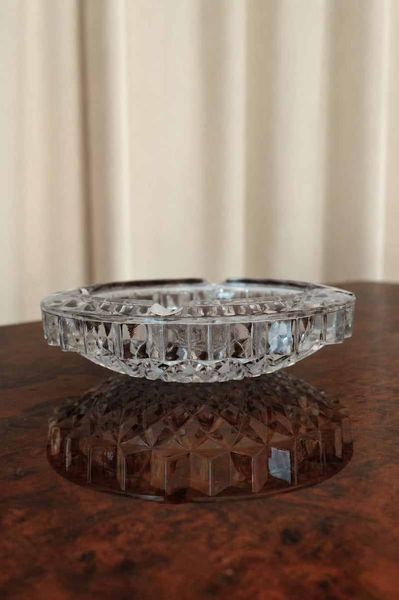Vintage Cut Crystal Ashtray — side angle