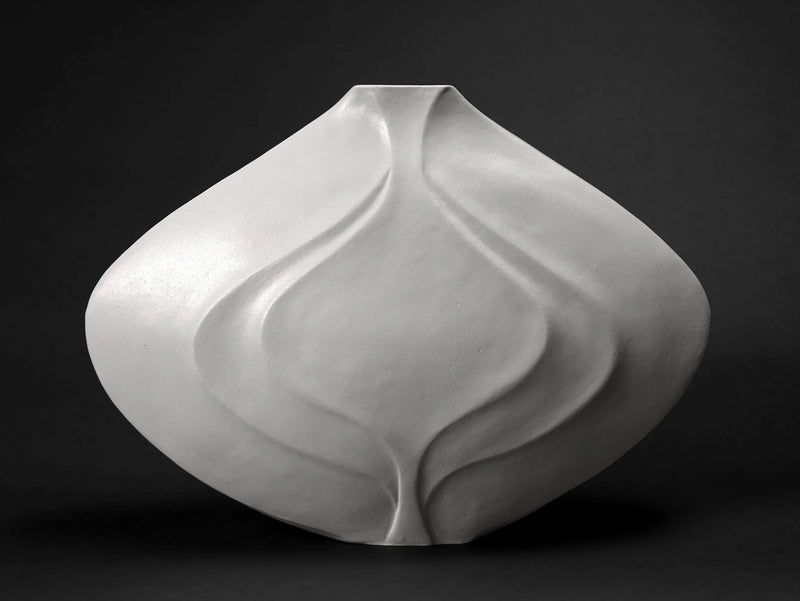 Nami  - Mid Century Modern Ceramic Vessel in White Clay by Beverly Morrison - Sculptor | The Oblist