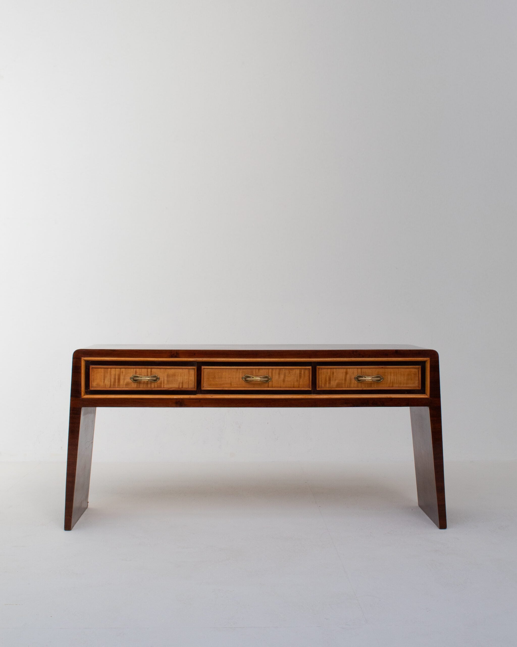Art Deco Wooden Sideboard/Cabinet/Console — front view with three drawers in light wood