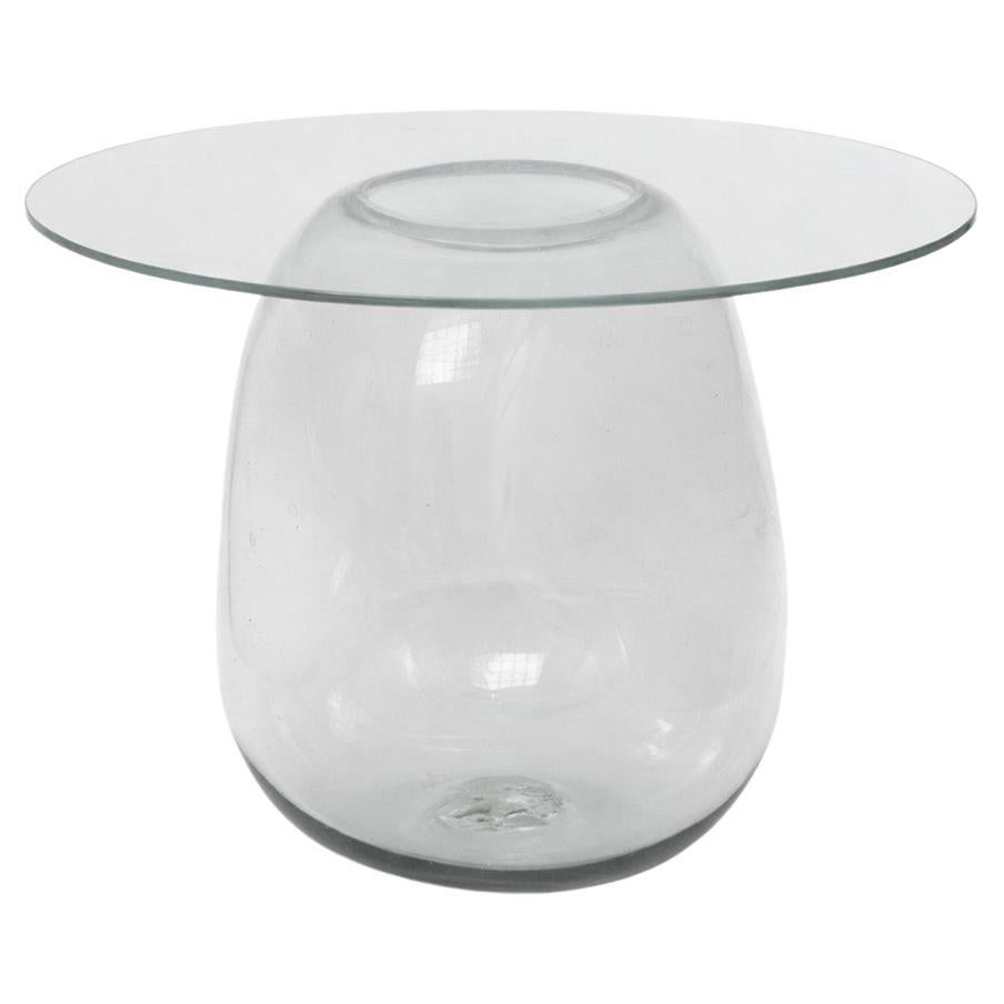 Bubble Side Table in Glass — close-up of transparent glass surface