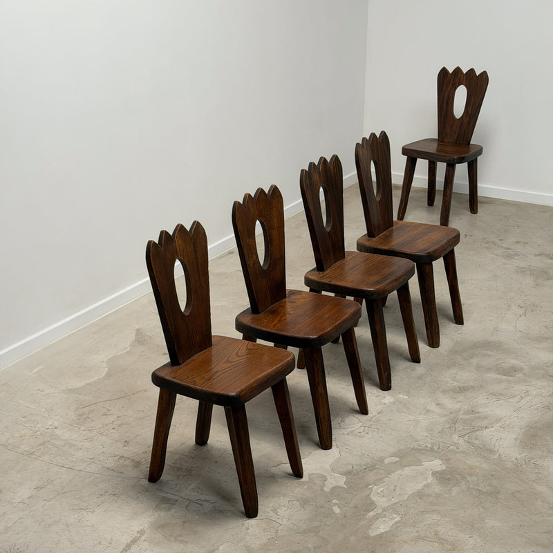 Set of Five Aranjou Elm Chairs — detail view