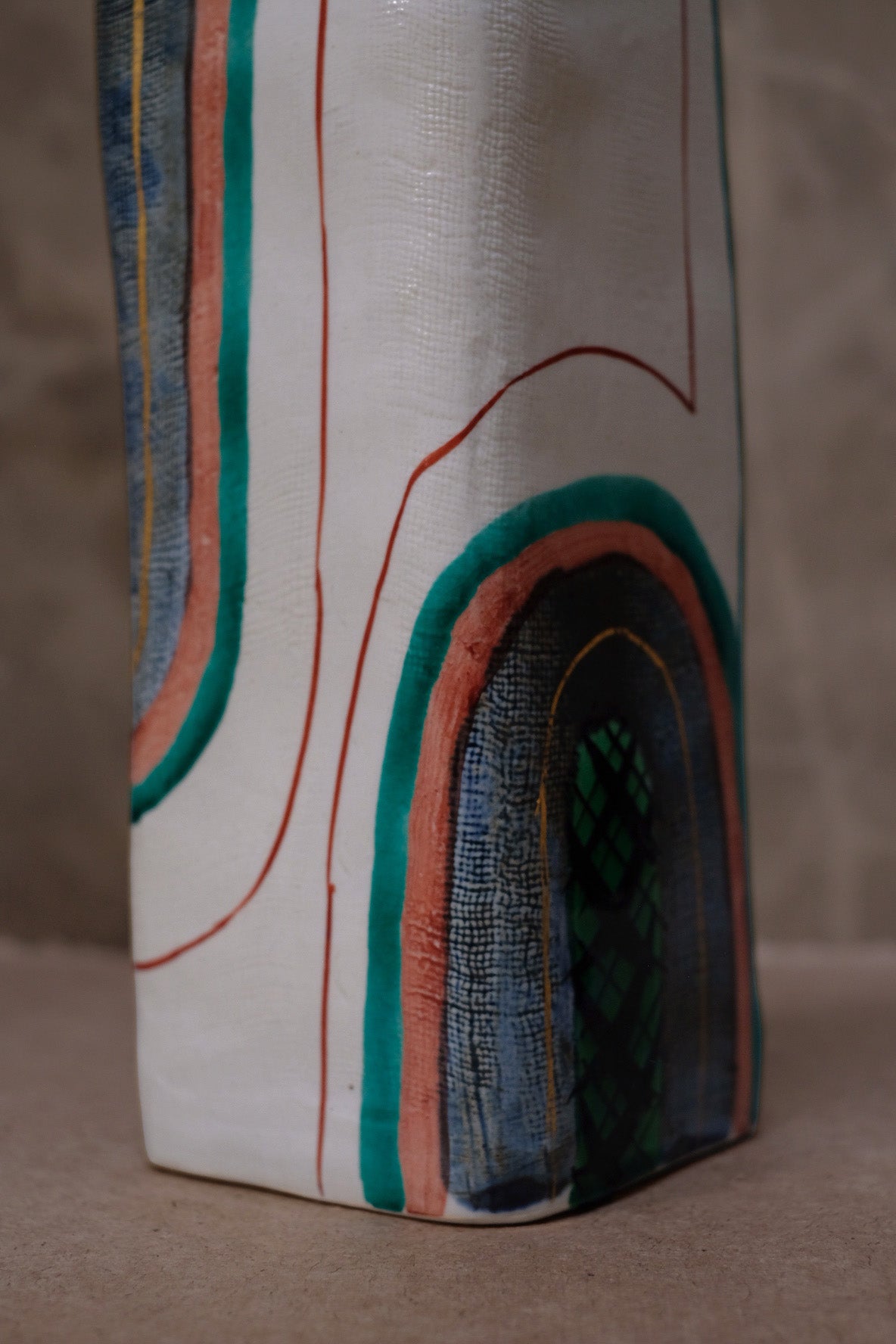 Japanese Folk Art Ceramic Vase, Mid Century — lifestyle setting
