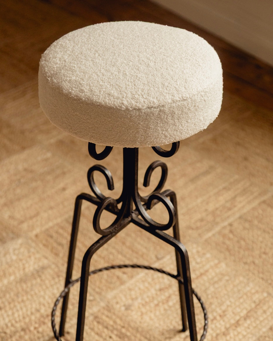 French Wrought Iron Stools — side angle