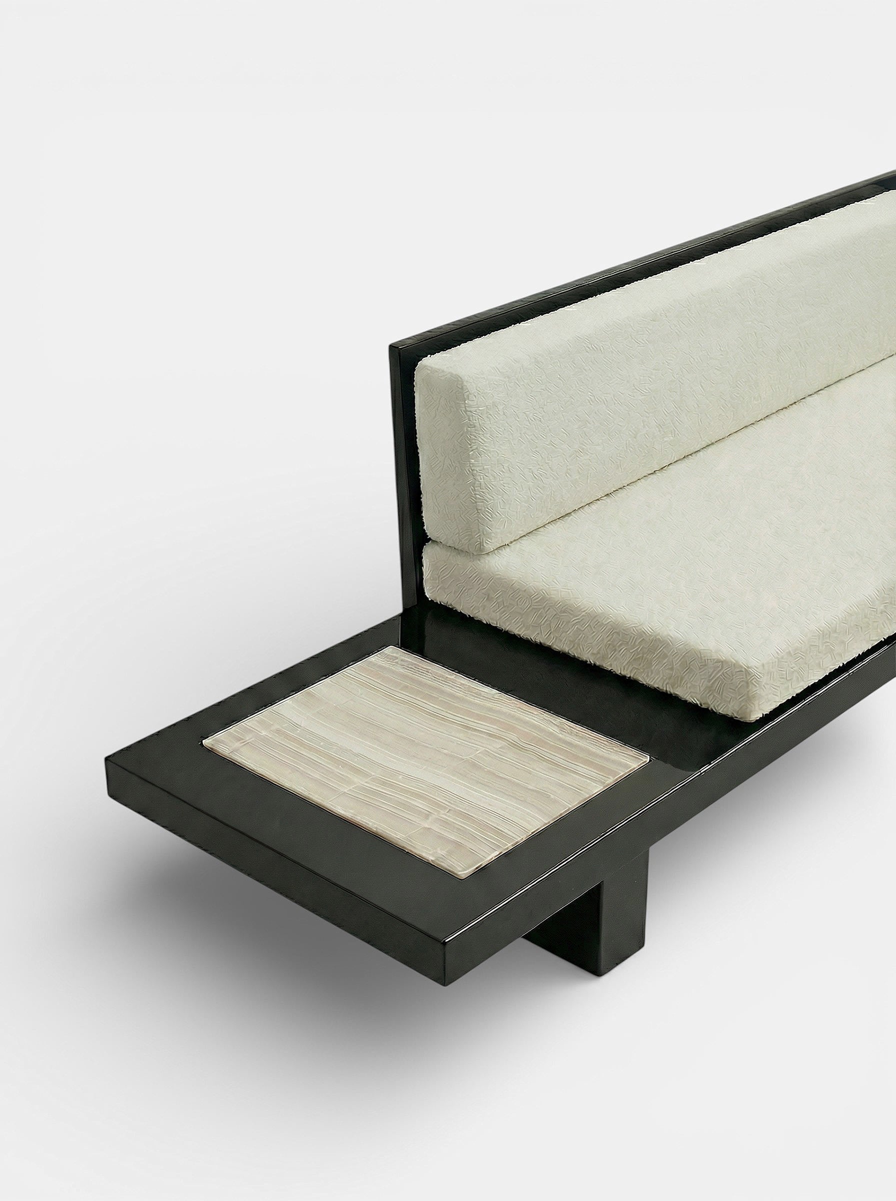 Phoebe Black And Ivory Onyx Bench — detail view