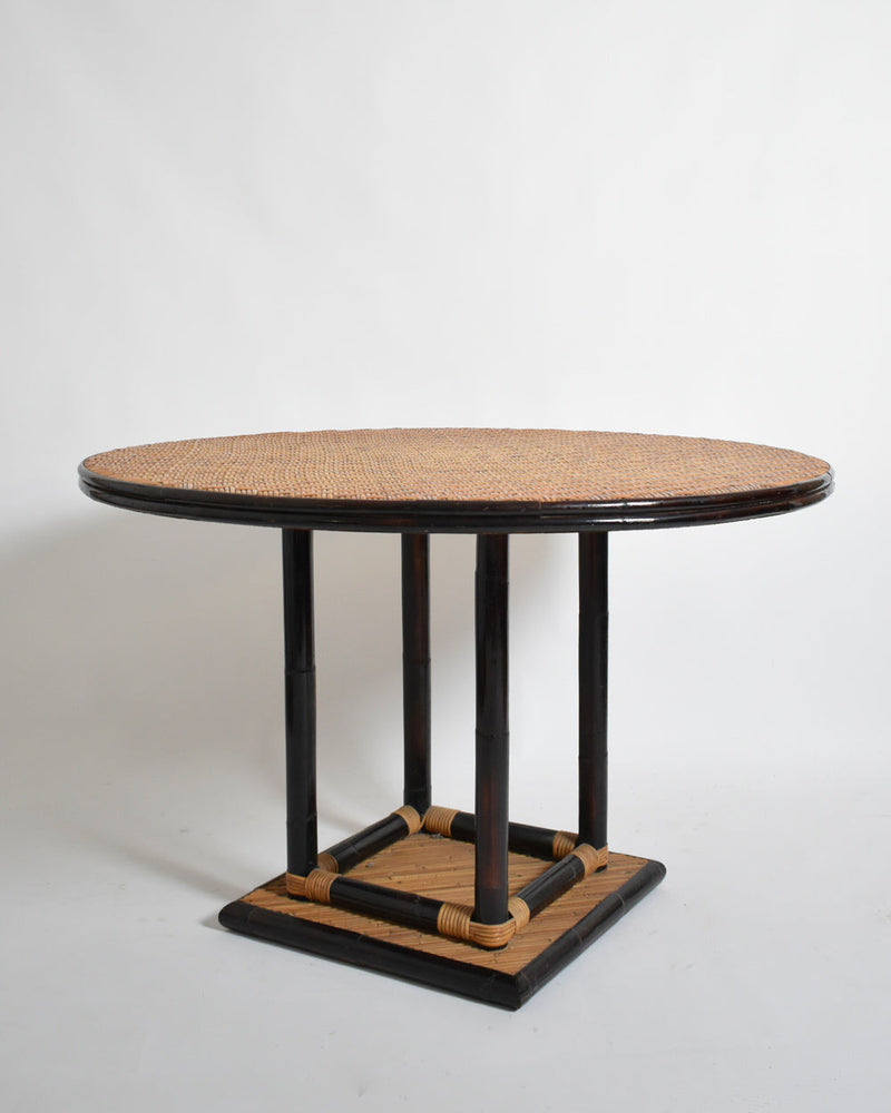 Bicolor round rattan dining table by Barracuda Interiors | The Oblist
