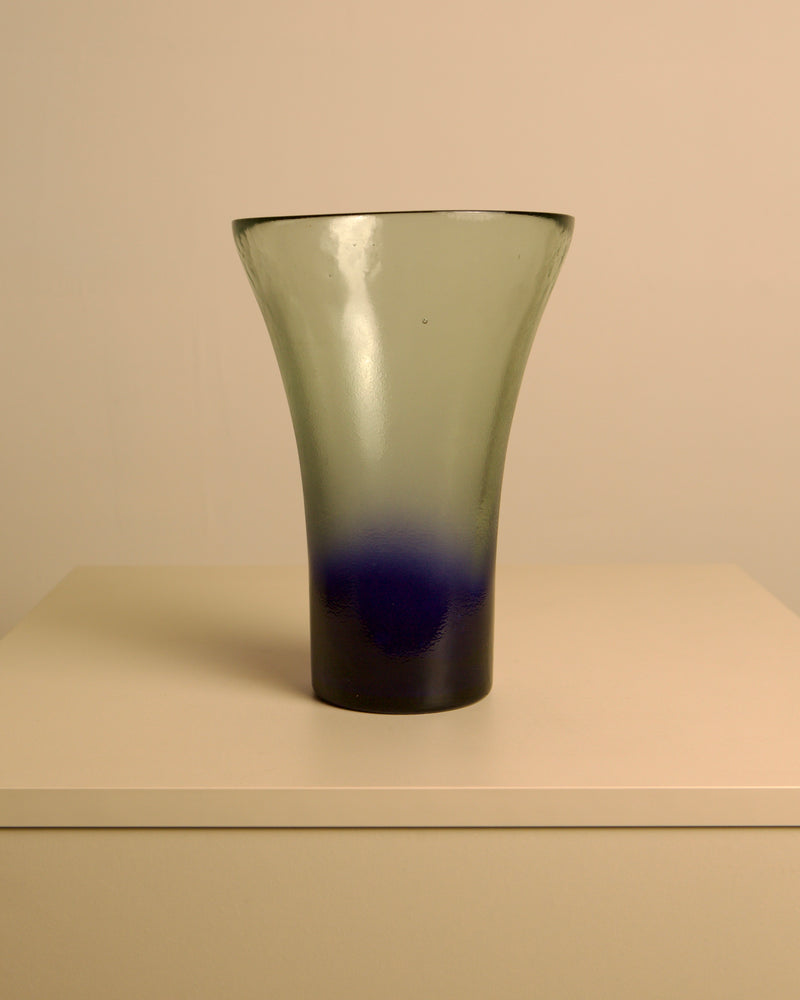 Italian Vase in Opaque Murano Glass, 80s by Treaptyque | The Oblist — handcrafted glass, green and blue