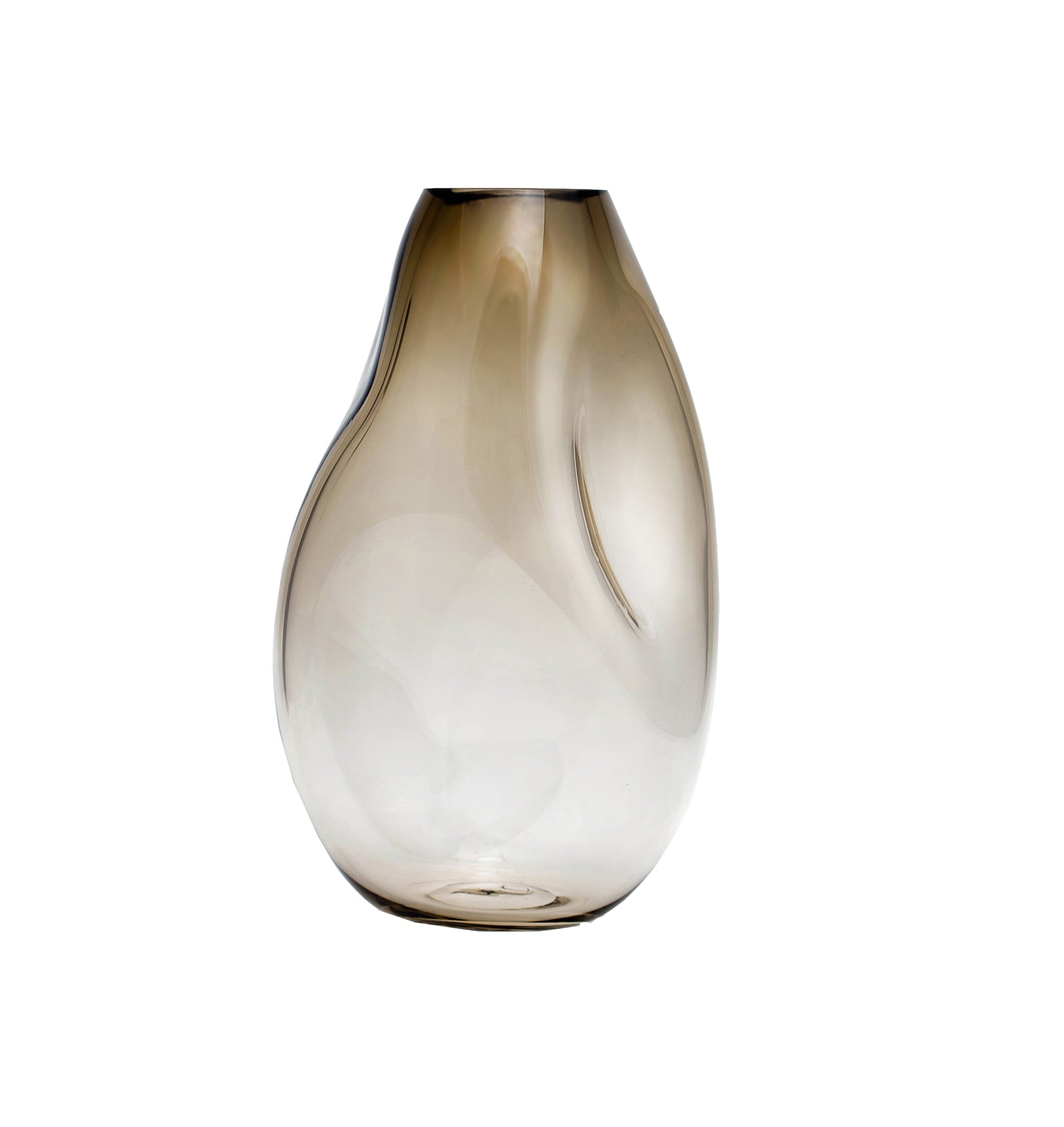 SUPERNOVA IV vase - size M (H: 36cm) — top view of smoky glass finish