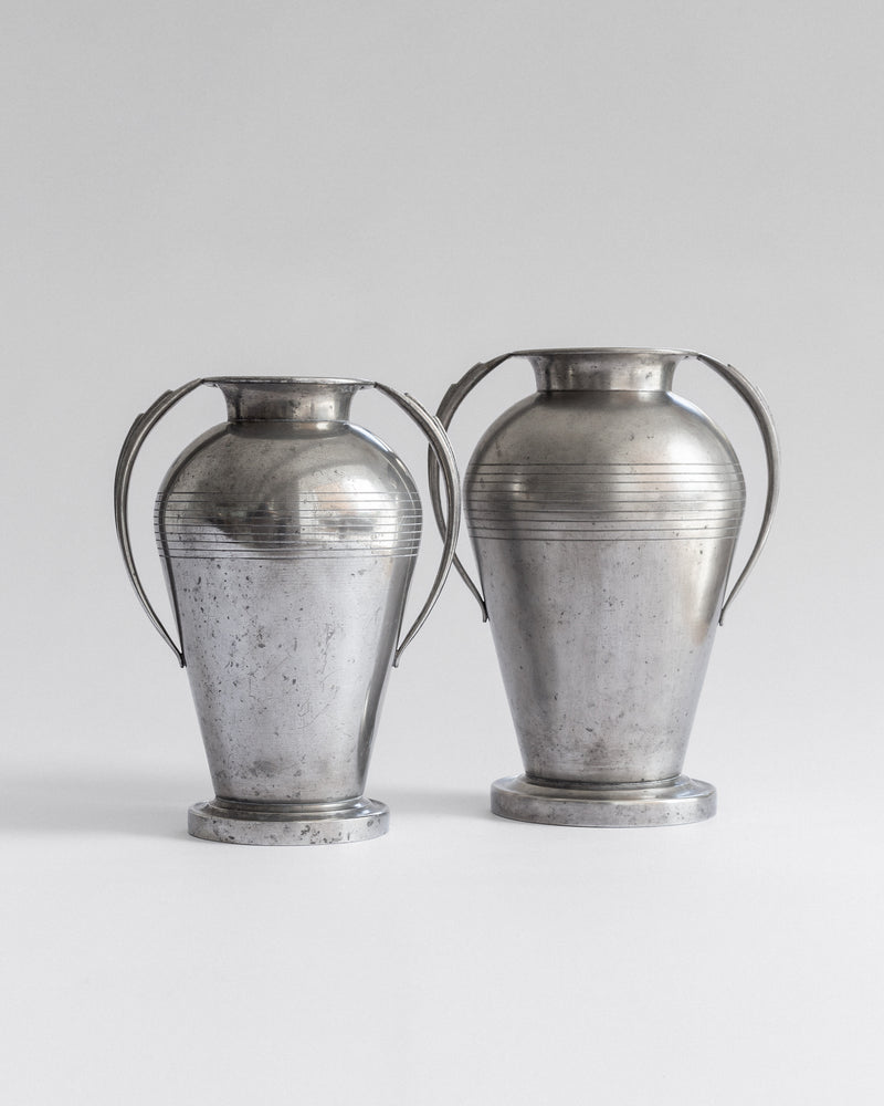 Monumental Art Deco Pewter Vases by GAB, Sweden, 1930s by Spigel | The Oblist