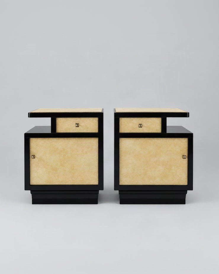 Italian Art Deco Parchment Bedside Tables, 1930s–40s by Maud Vaughan | The Oblist