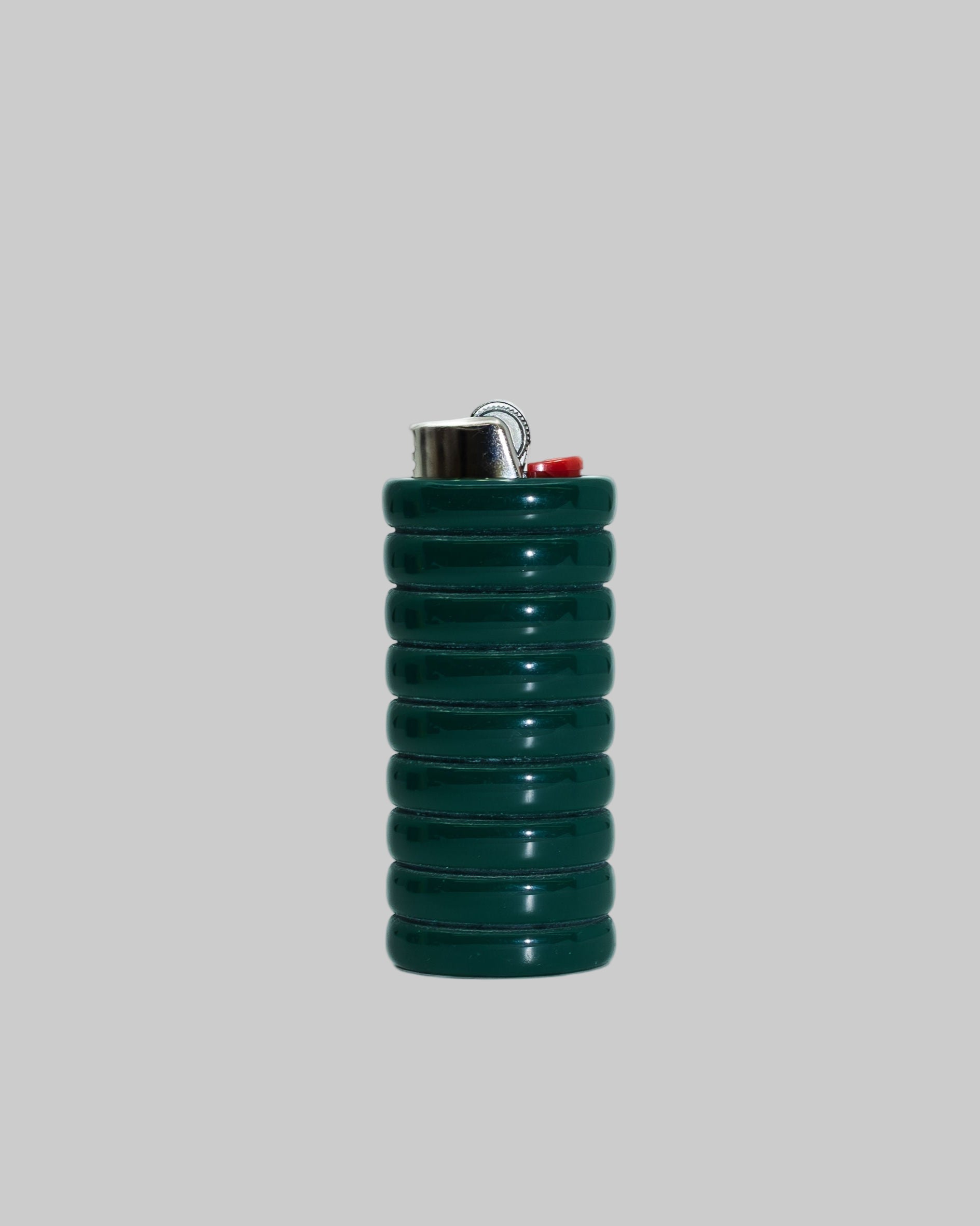Gio Resin Lighter Holder — back view highlighting dark green resin texture