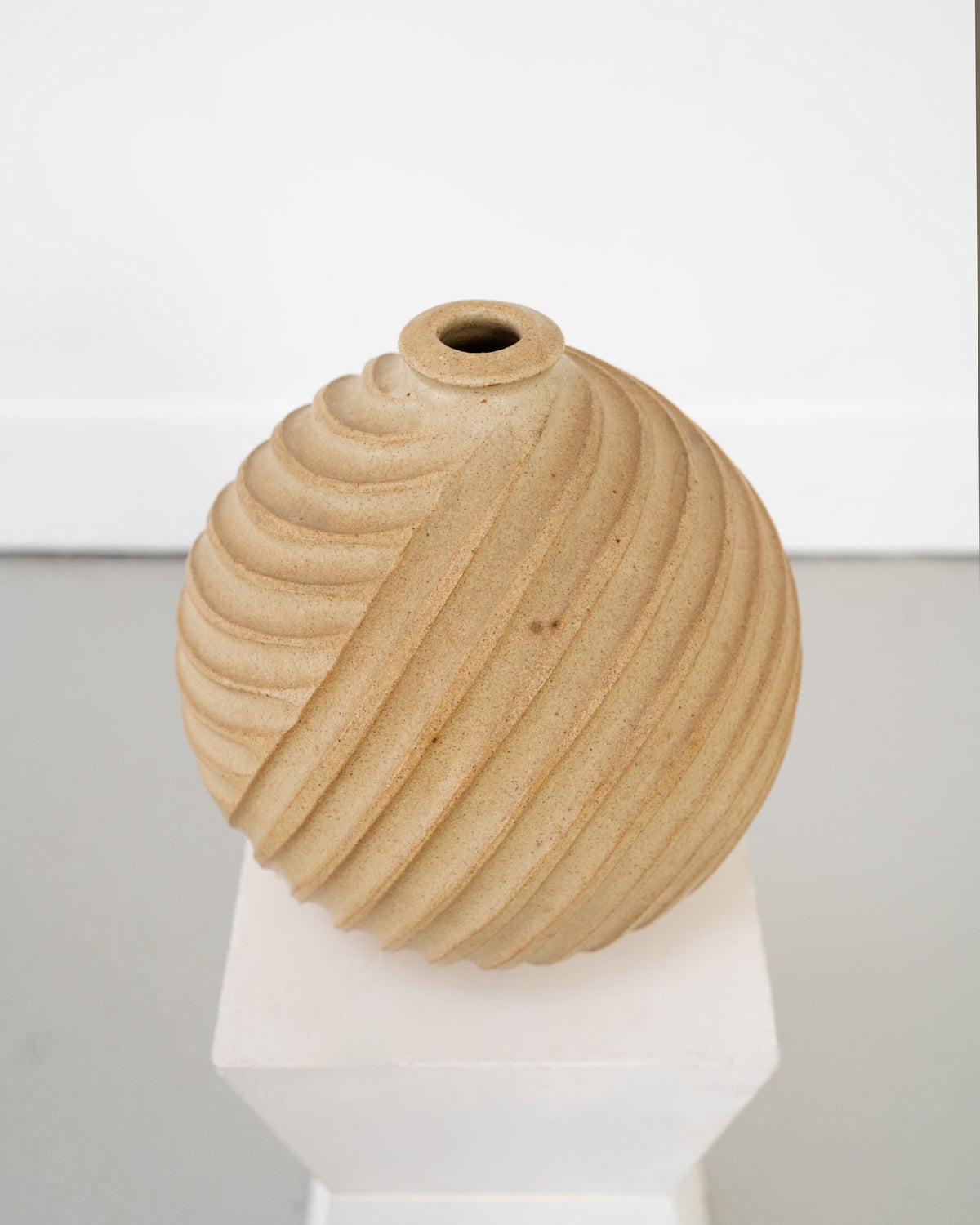 Vintage Mid Century Modern Sculptural Stoneware Vessel — lifestyle setting