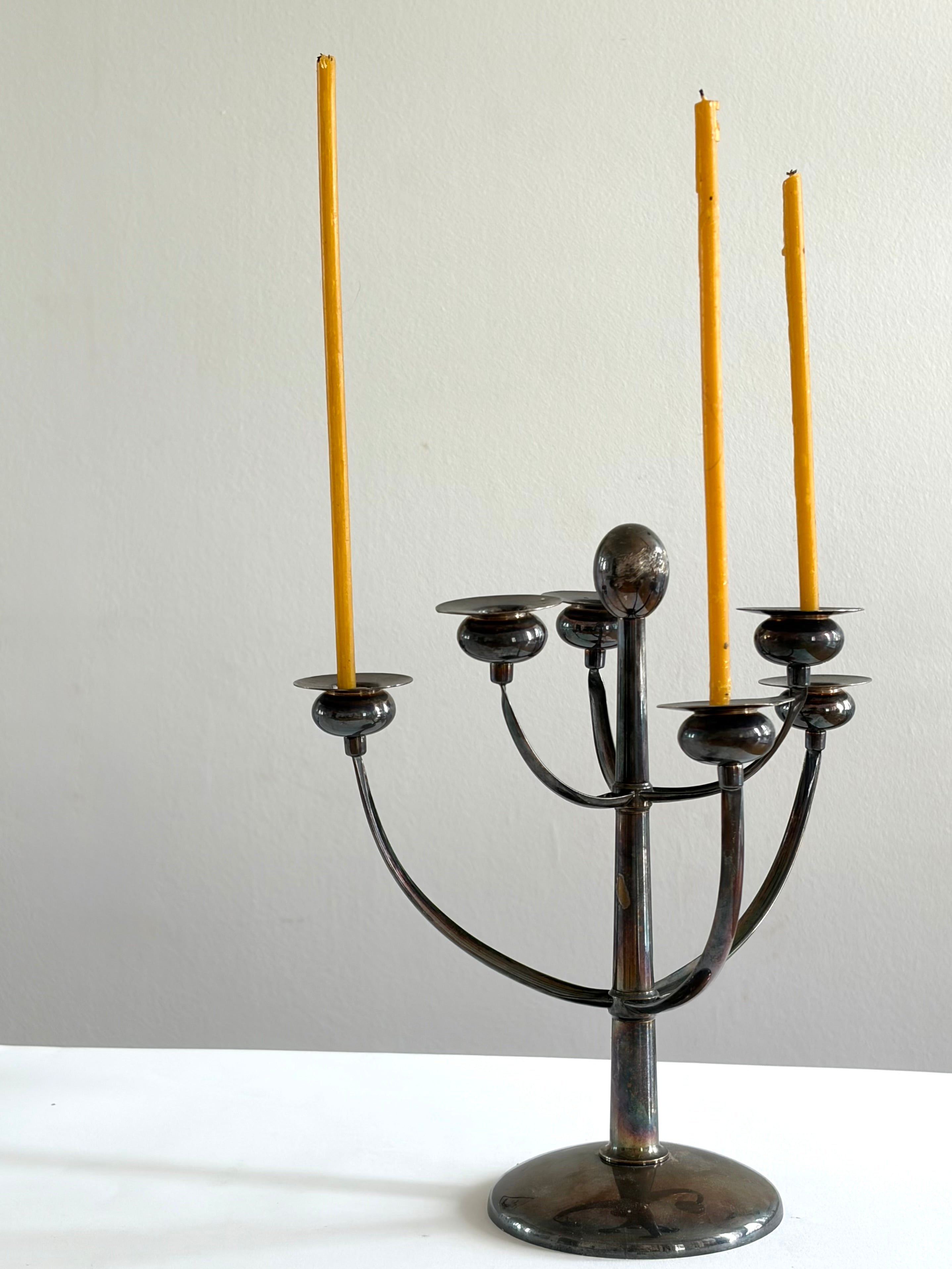 Silver-Plated Candelabra, attributed to Gustav Beran, Austria, 1960s — lifestyle setting