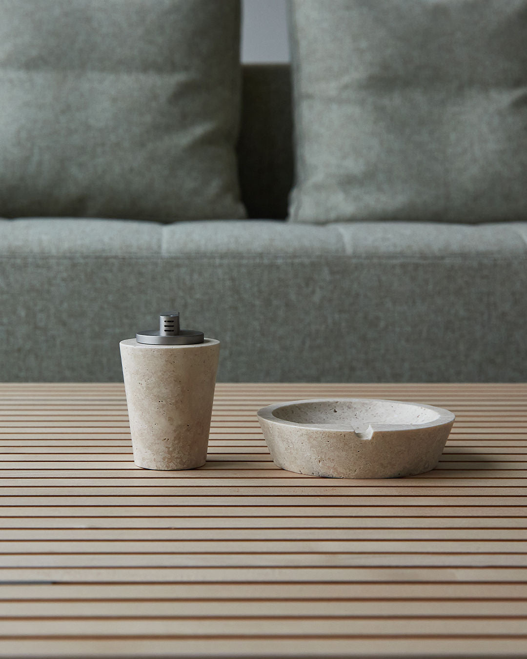 Table Lighter in Travertine Stone