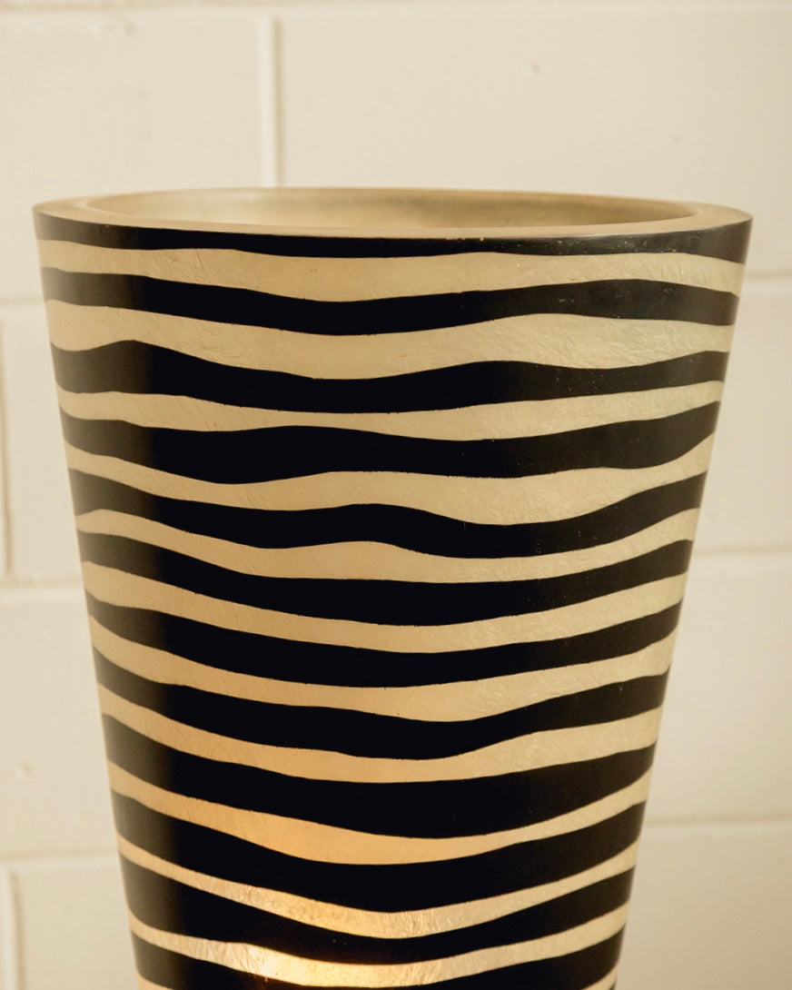 Zebra Floor Lamp — close-up of black and white striped shade