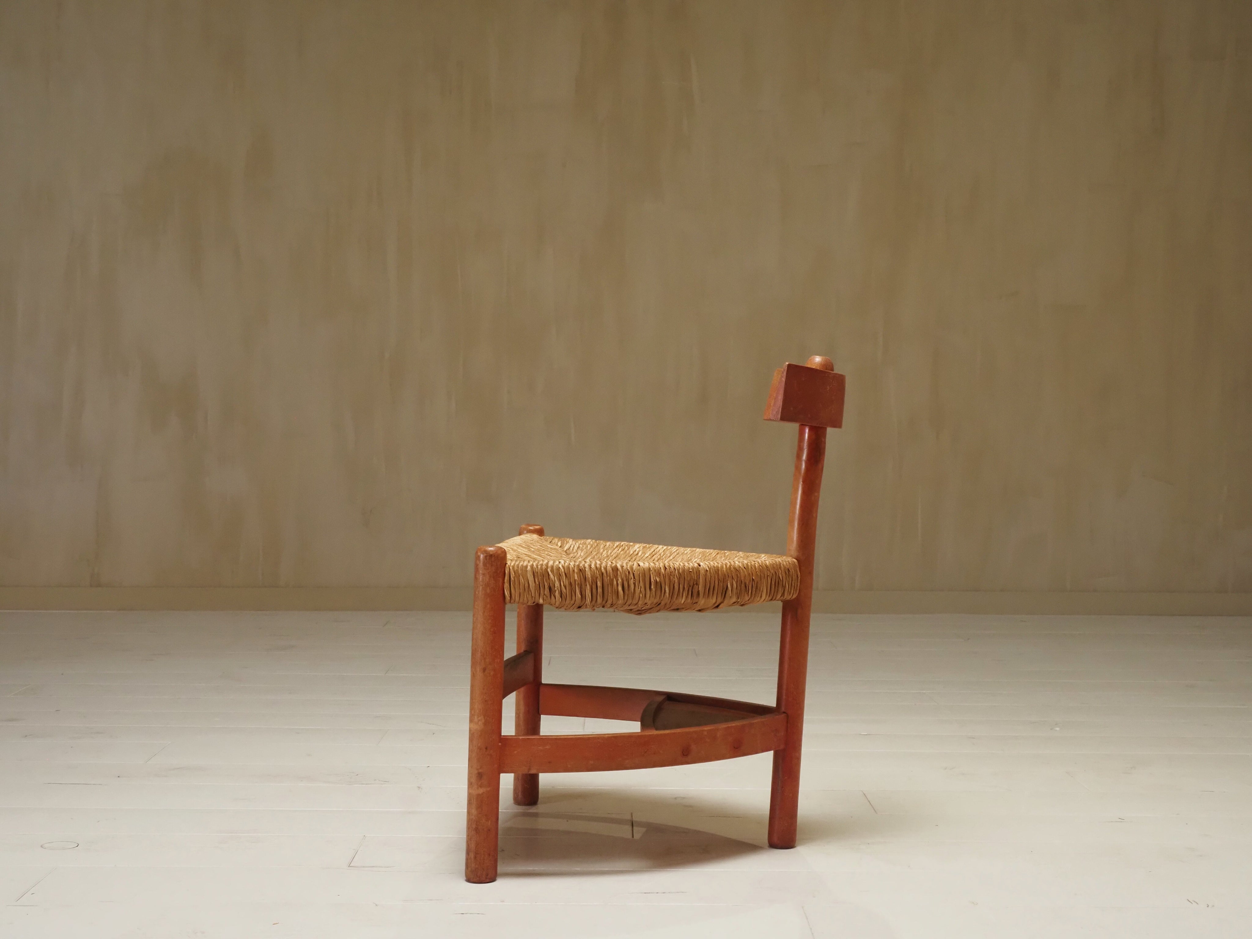 Architectural Dutch 1960's wooden accent chair — lifestyle setting