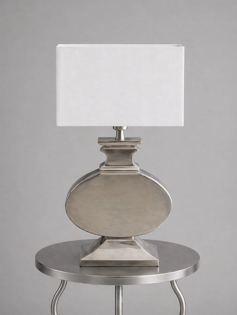 Vintage Table Lamp in Metal - 1990s Netherlands Heavy Cast Aluminum Collection — lifestyle setting