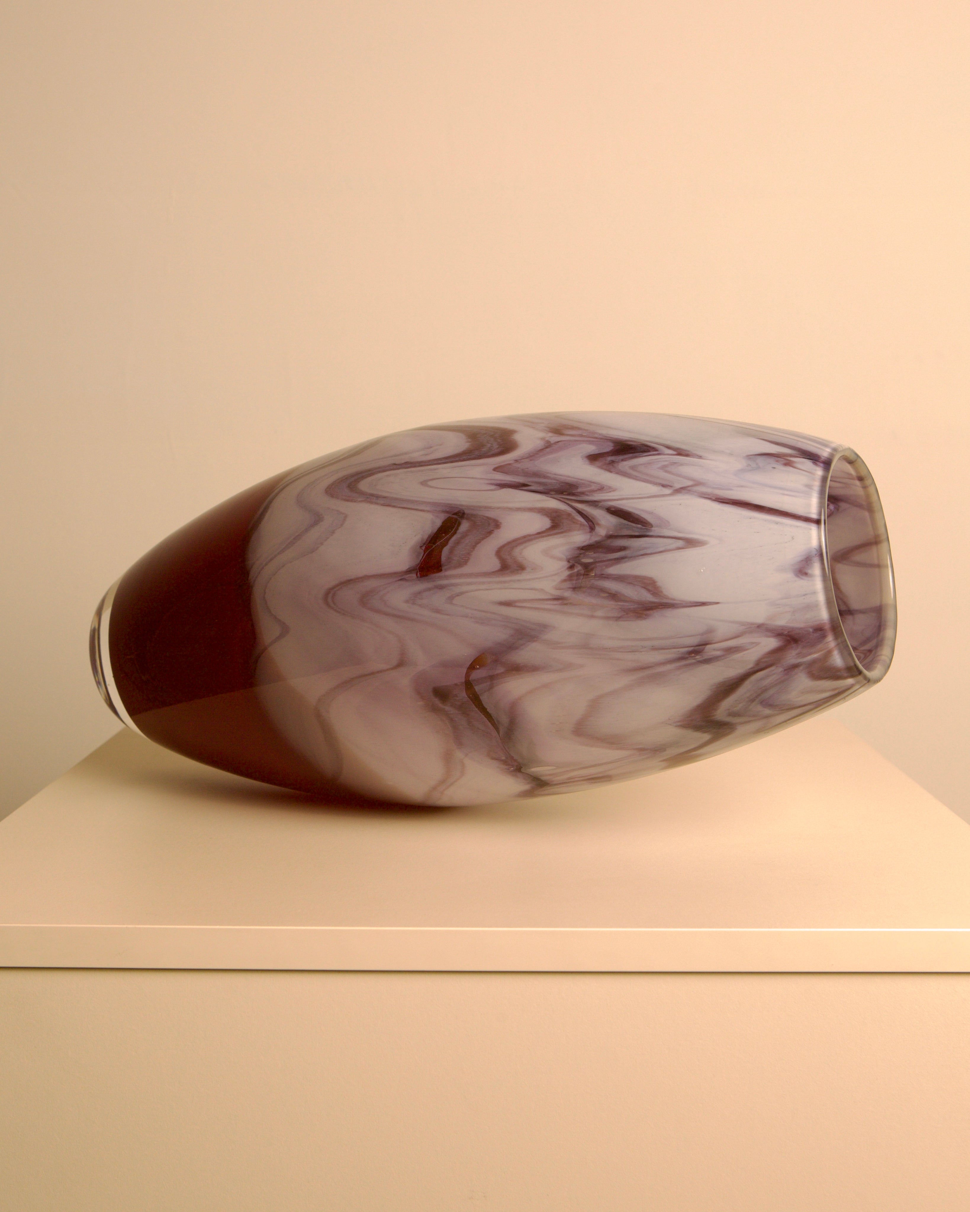 Italian Marbled Glass Vase, Purple & Burgundy, 1980s — lifestyle setting