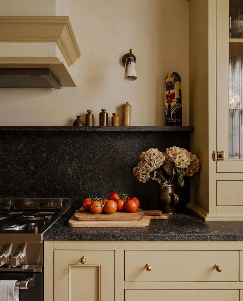 Horn Wall Light — side view above dark countertop in kitchen