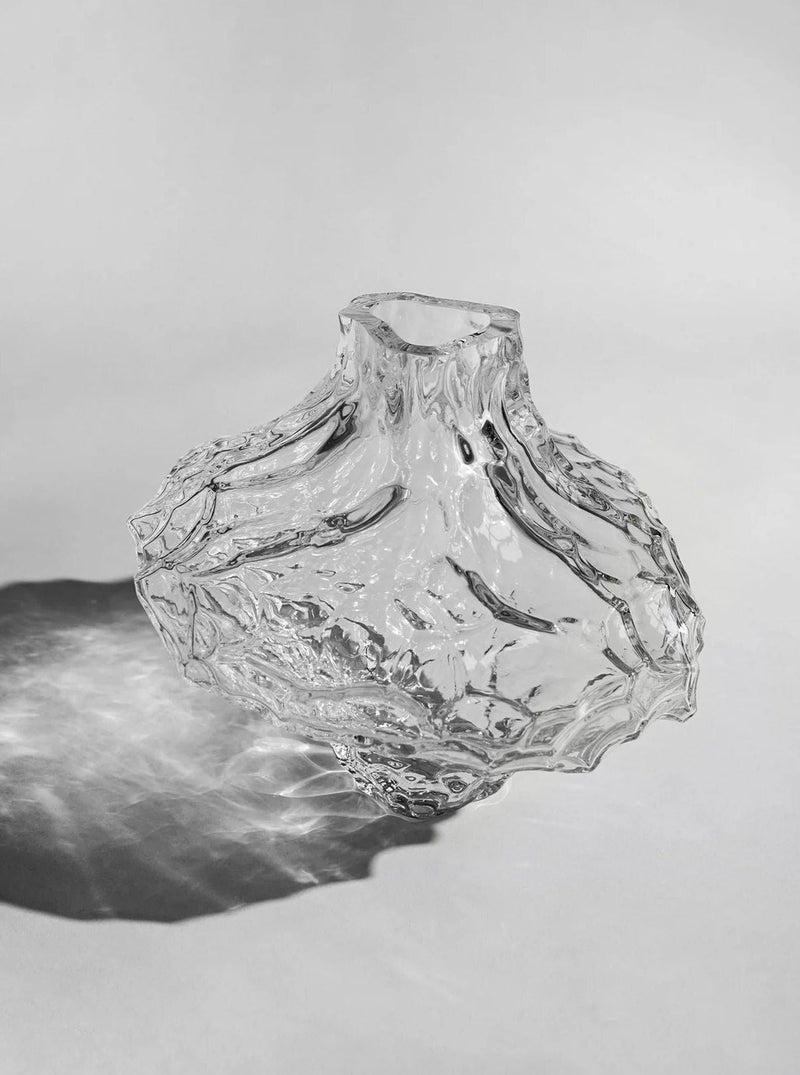 Canyon Vase - Large - Clear — close-up of textured clear glass surface