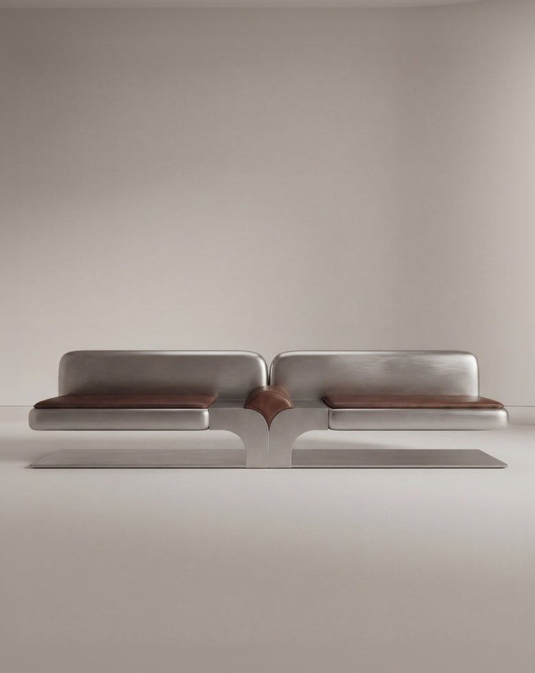 Confluence Sofa in Leather and Aluminium by DIAMANT VERSATILE | The Oblist