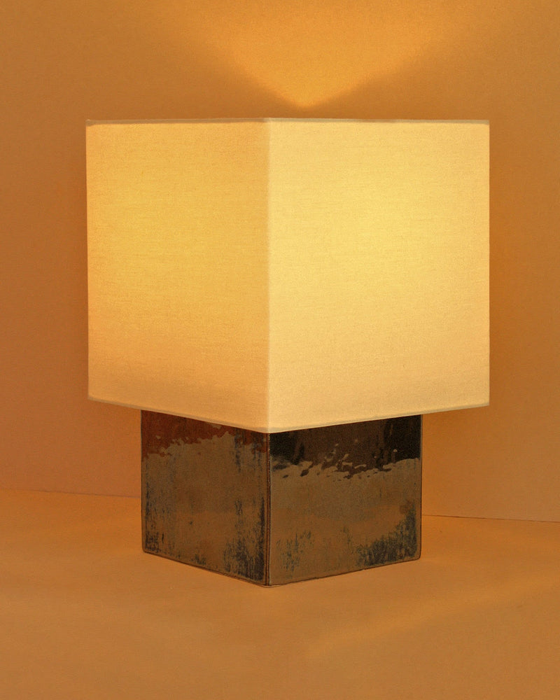 Barragán Lamp (Chrome) — close-up of chrome base with fabric shade