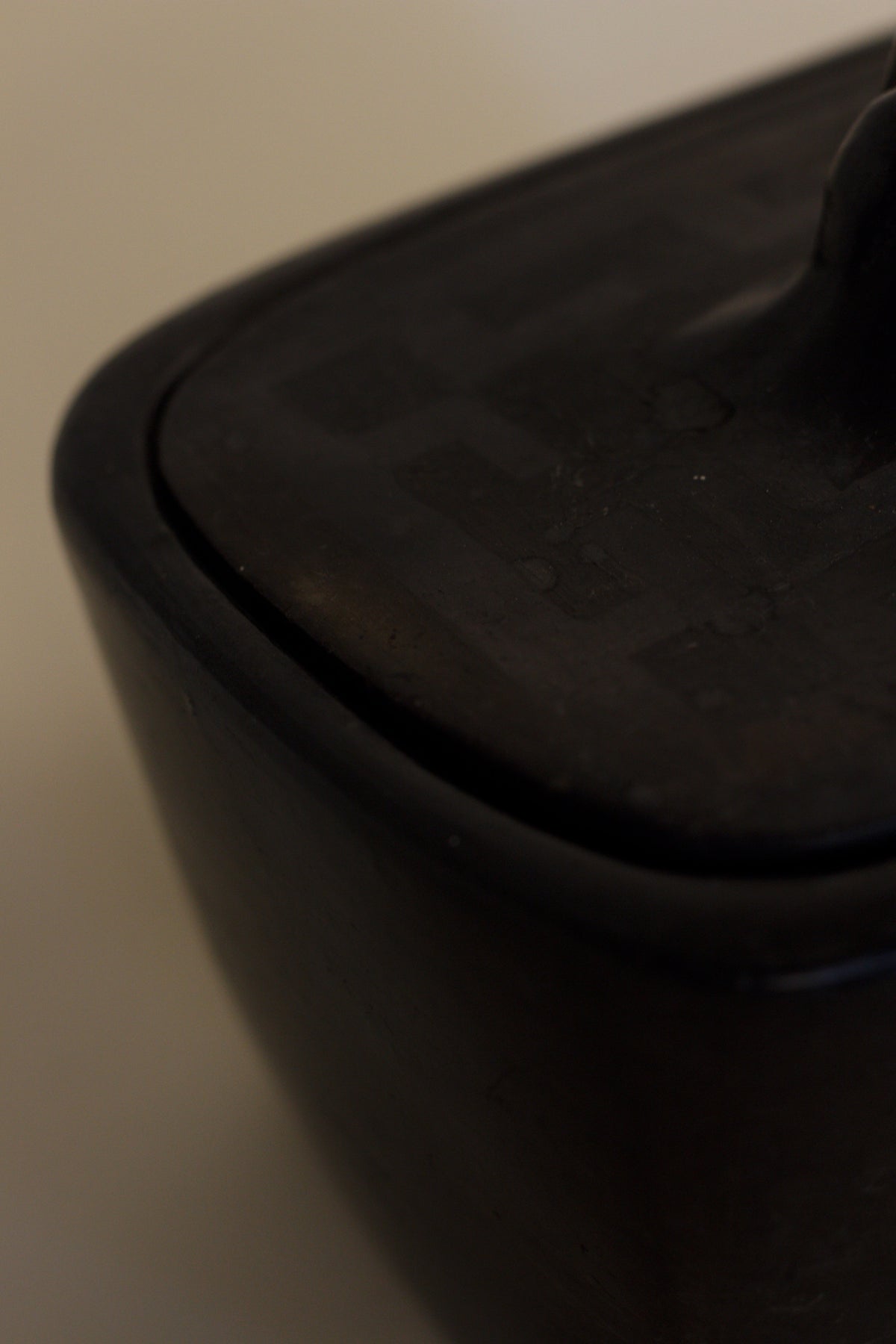 Sculptural Black Ceramic Box — lifestyle setting