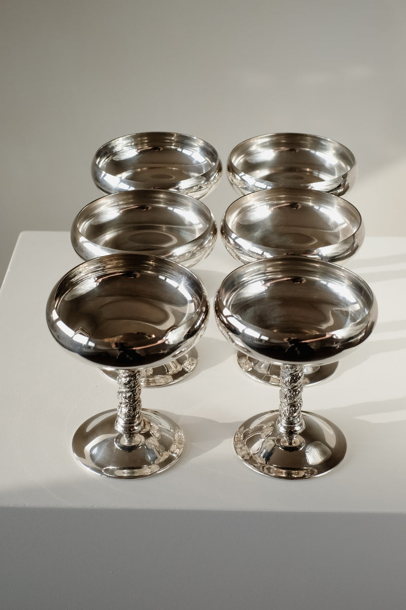 Set of 6 Silver Coupes by septembre studios | The Oblist — polished metal finish