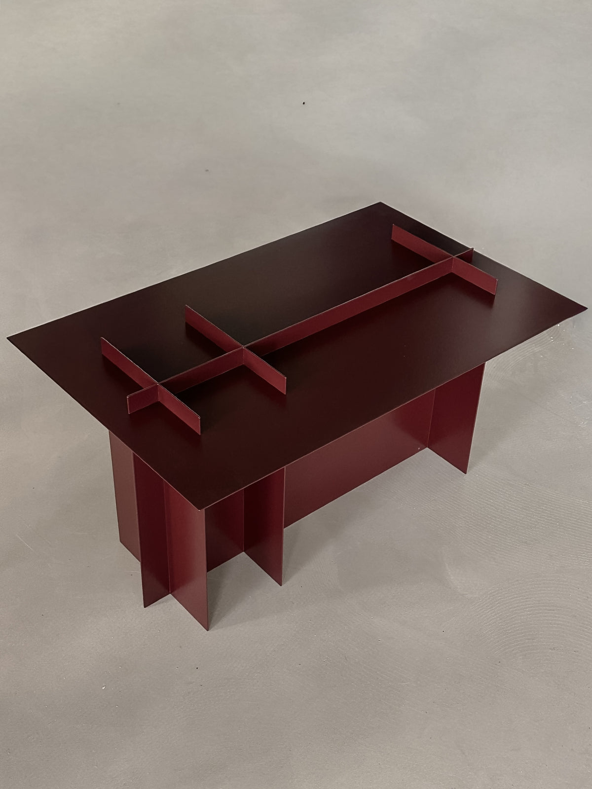 Low Steel Grid Table — lifestyle setting