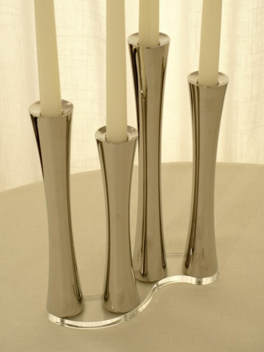 Sambonet Silver Candle Holder — side angle